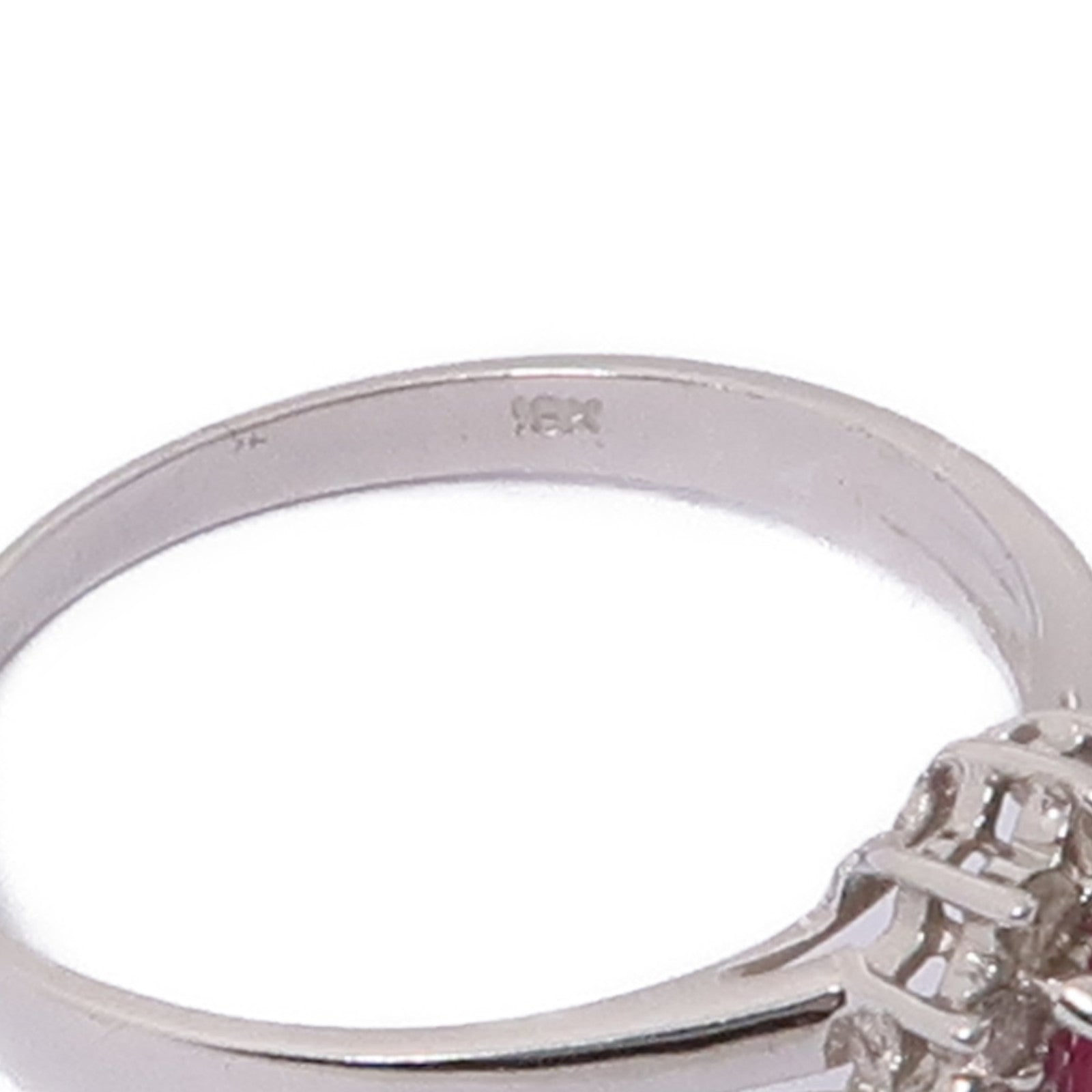 JEWELRY Ruby Diamond Ring 18K White Gold US#6.75