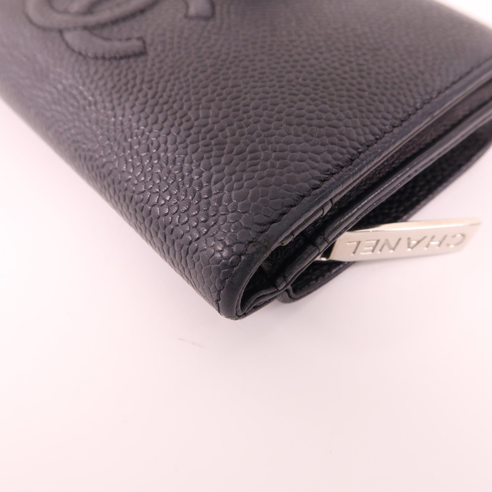 CHANEL 牛皮皮革Bifold Wallet銀扣錢包
