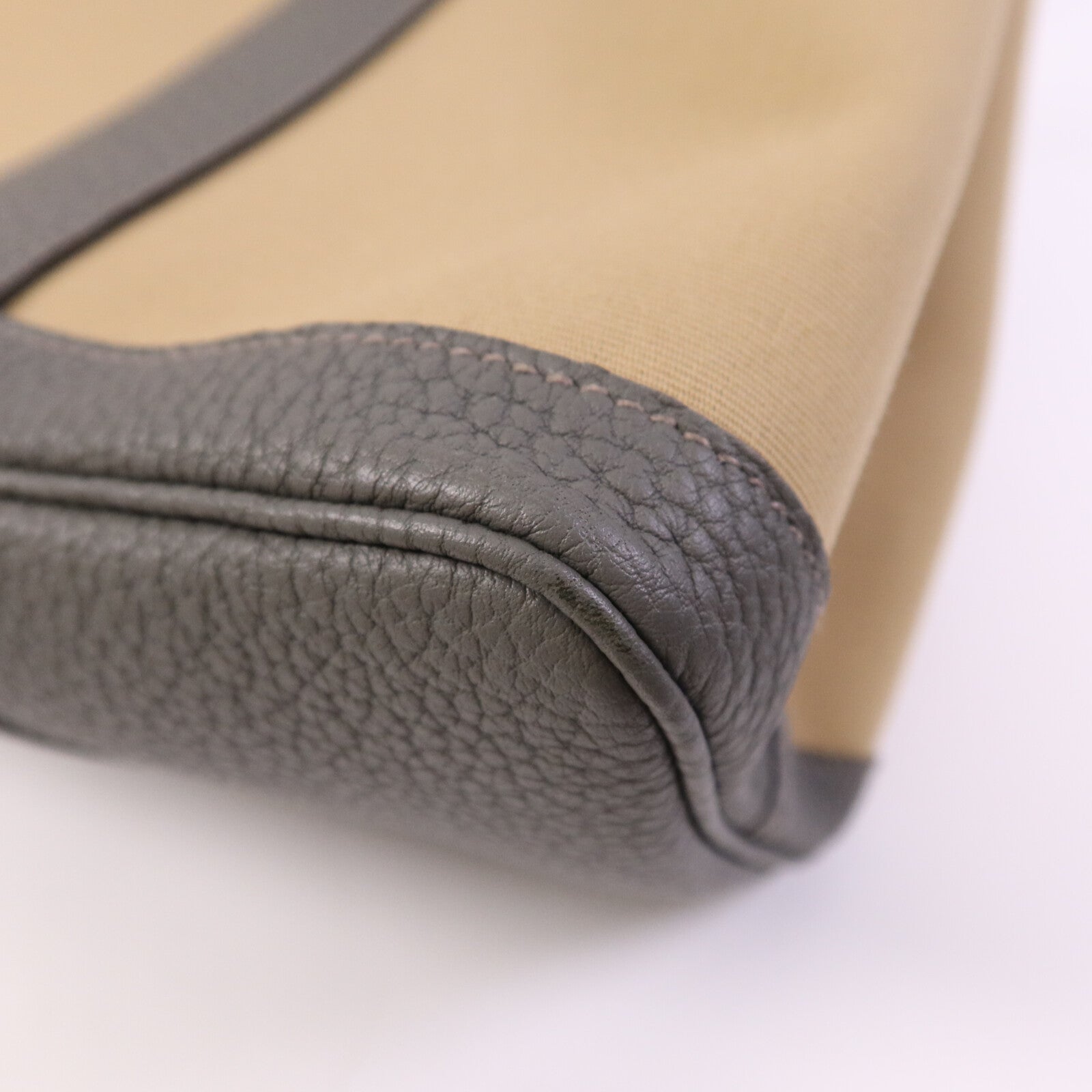 HERMES 帆布Garden Party TPM銀扣手挽袋Beige/Gris Meyer