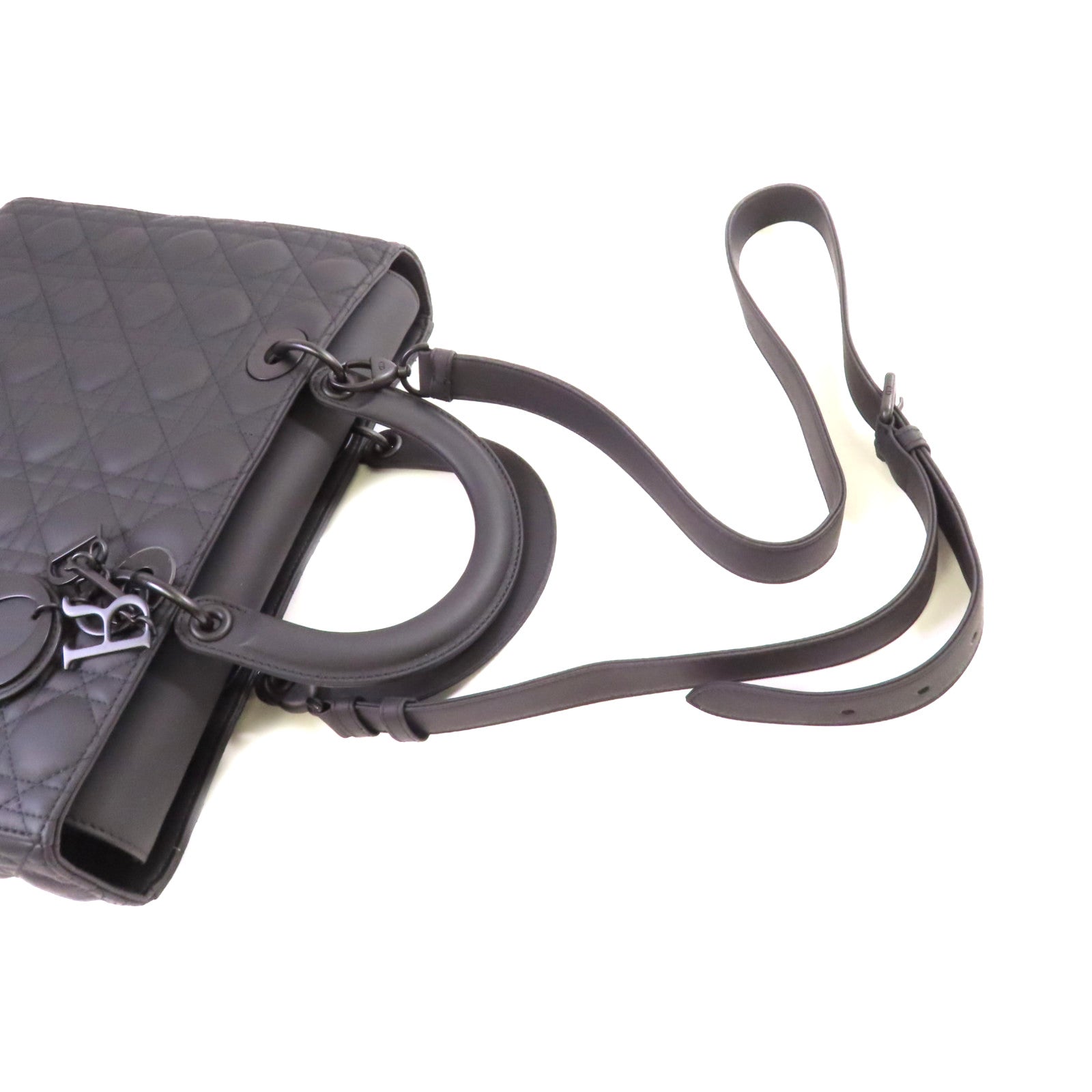 Dior 牛皮皮革Lady Dior 2Way Shoulder Bag手挽肩背兩用袋黑色