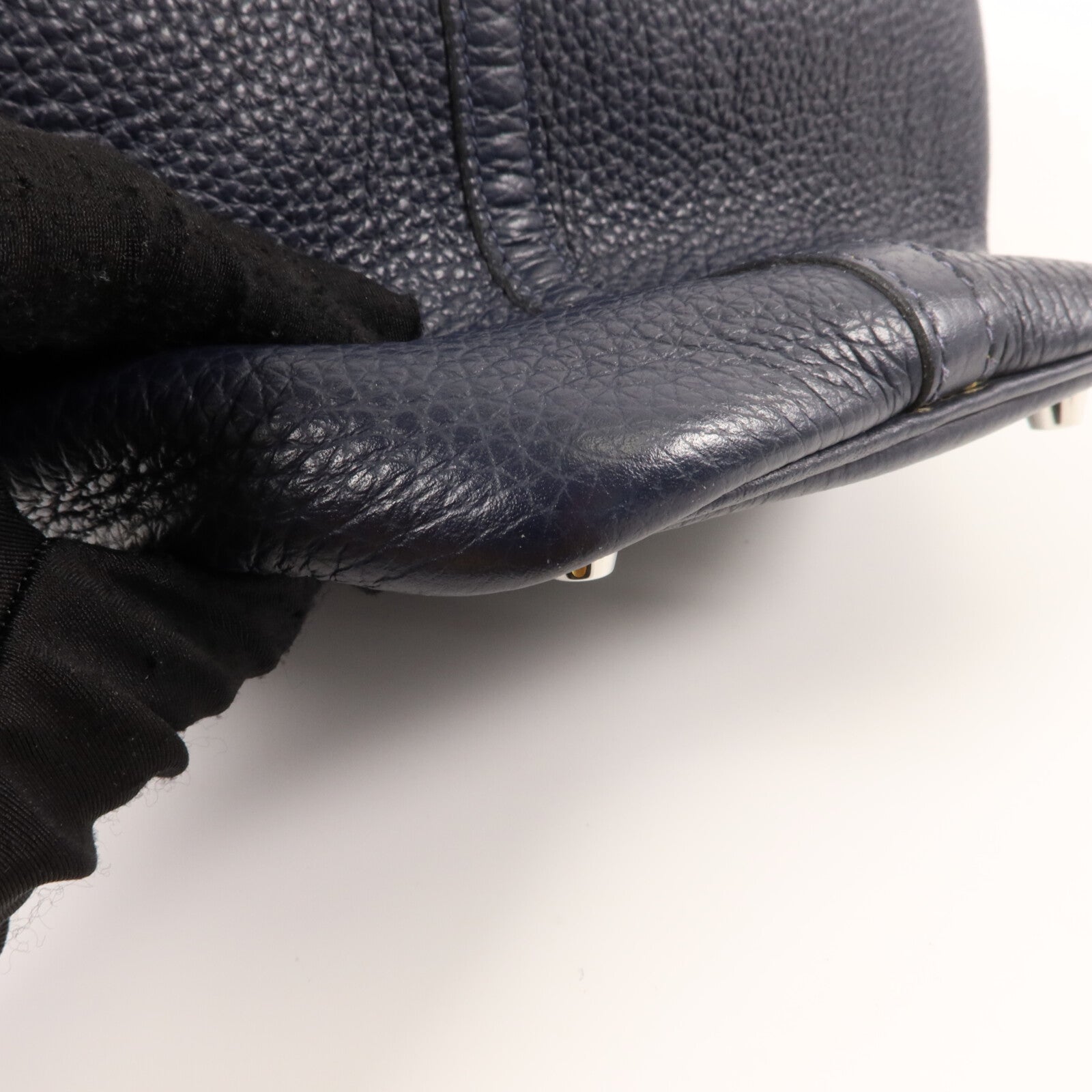 HERMES Clemence皮革Picotin PM手挽袋Bleu Nuit/Bleu Franc