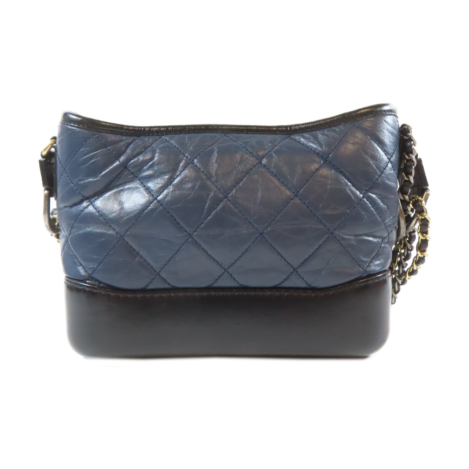 CHANEL 【激減優惠】菱格牛皮皮革Gabrielle Chain Shoulder Bag鏈帶肩背袋黑色/深藍色