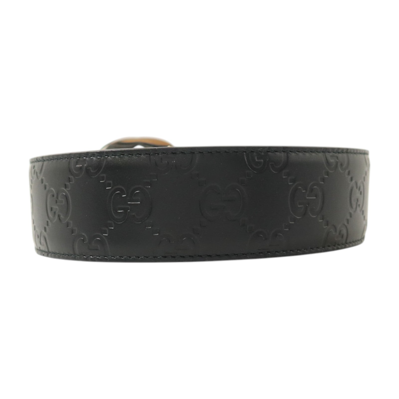 GUCCI 牛皮皮革Interlocking G buckle Belt 85cm銀扣皮帶