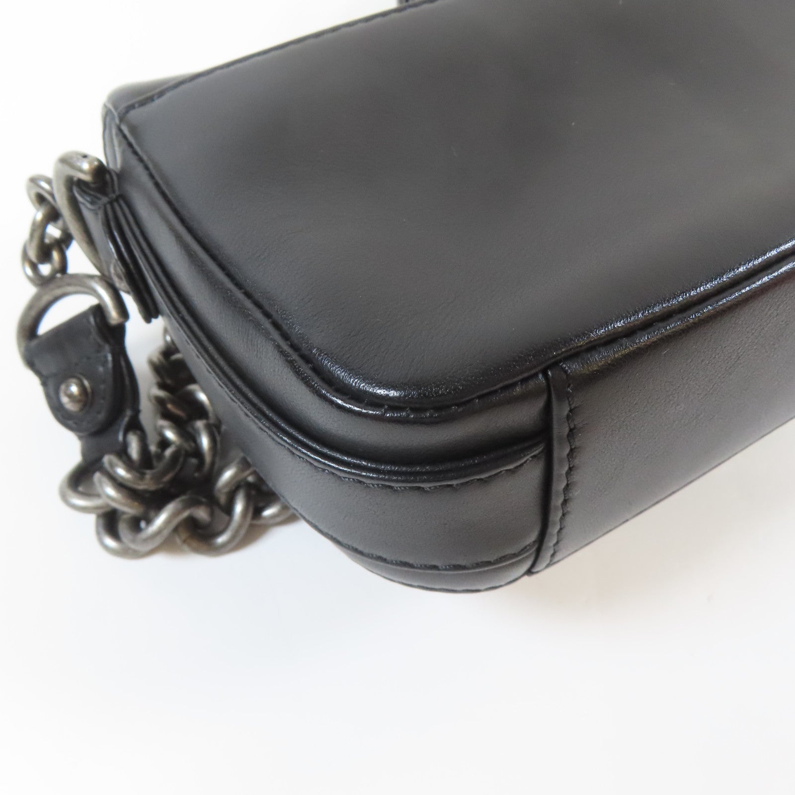 CHANEL 【激減優惠】菱格牛皮皮革2 Way Chain Shoulder Bag銀扣鏈帶手挽肩背兩用袋黑色
