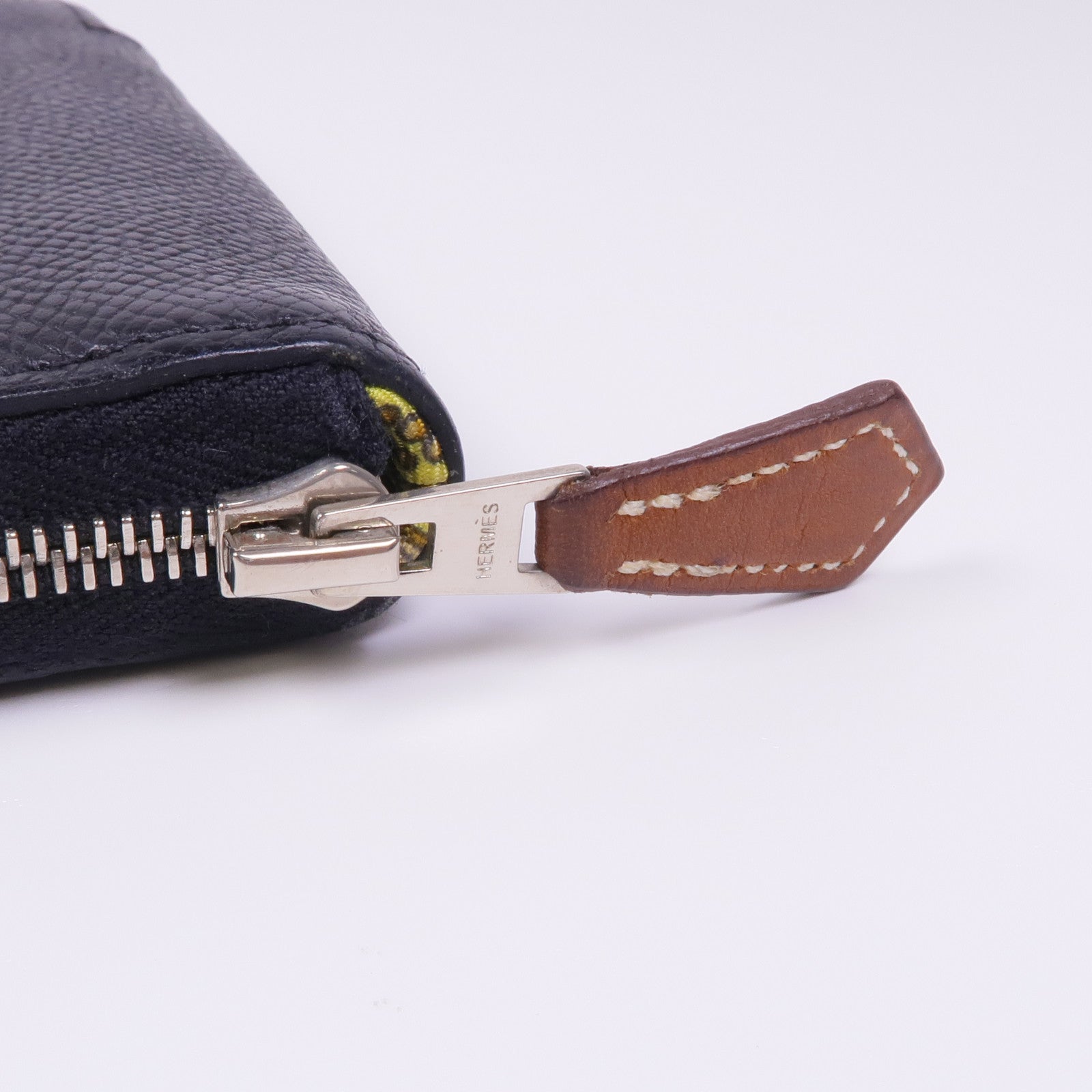 HERMES Epsom皮革Silk'In Compact Wallet銀扣錢包Noir