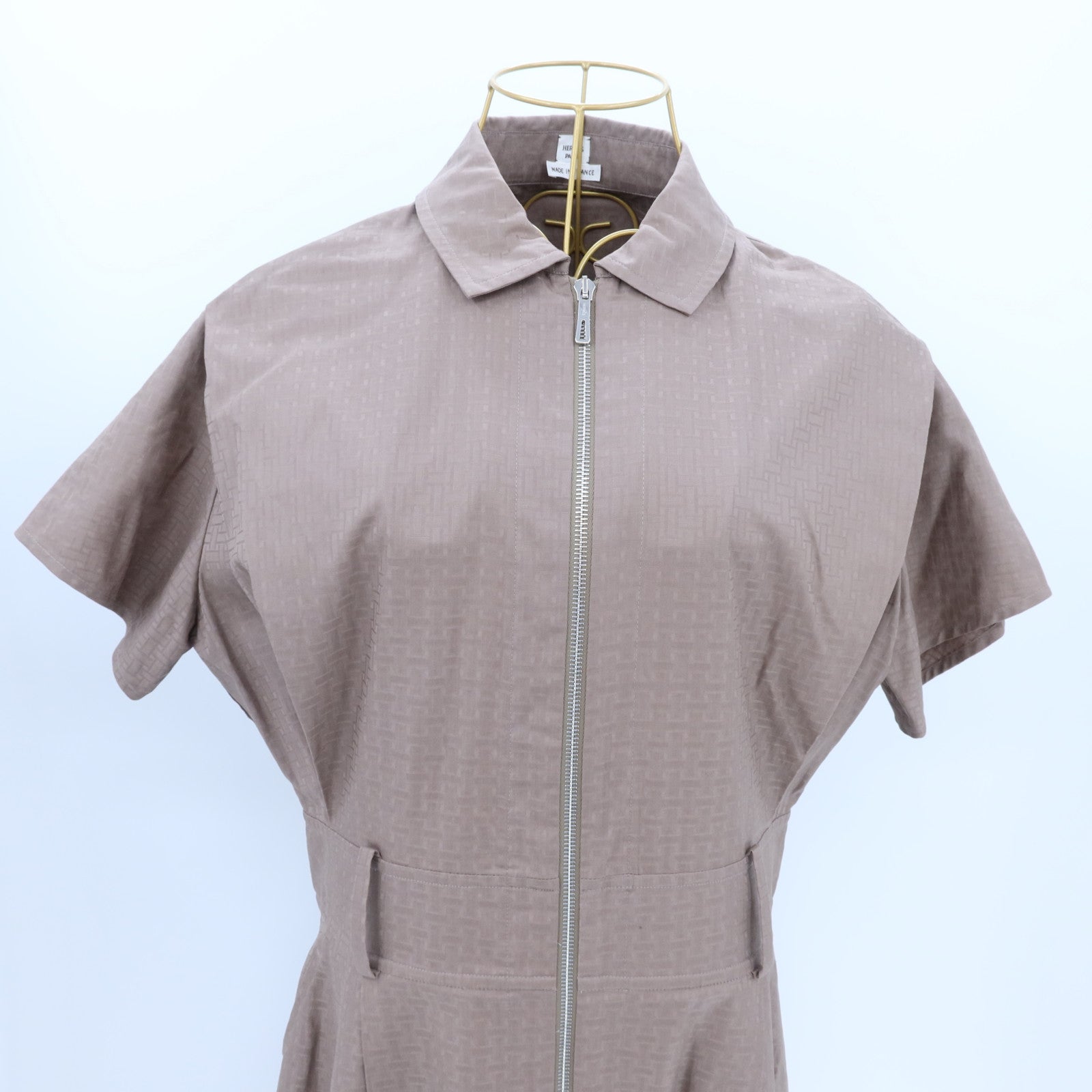 HERMES Cashmere/Silk Mosaique Zip-Up Dress連身裙