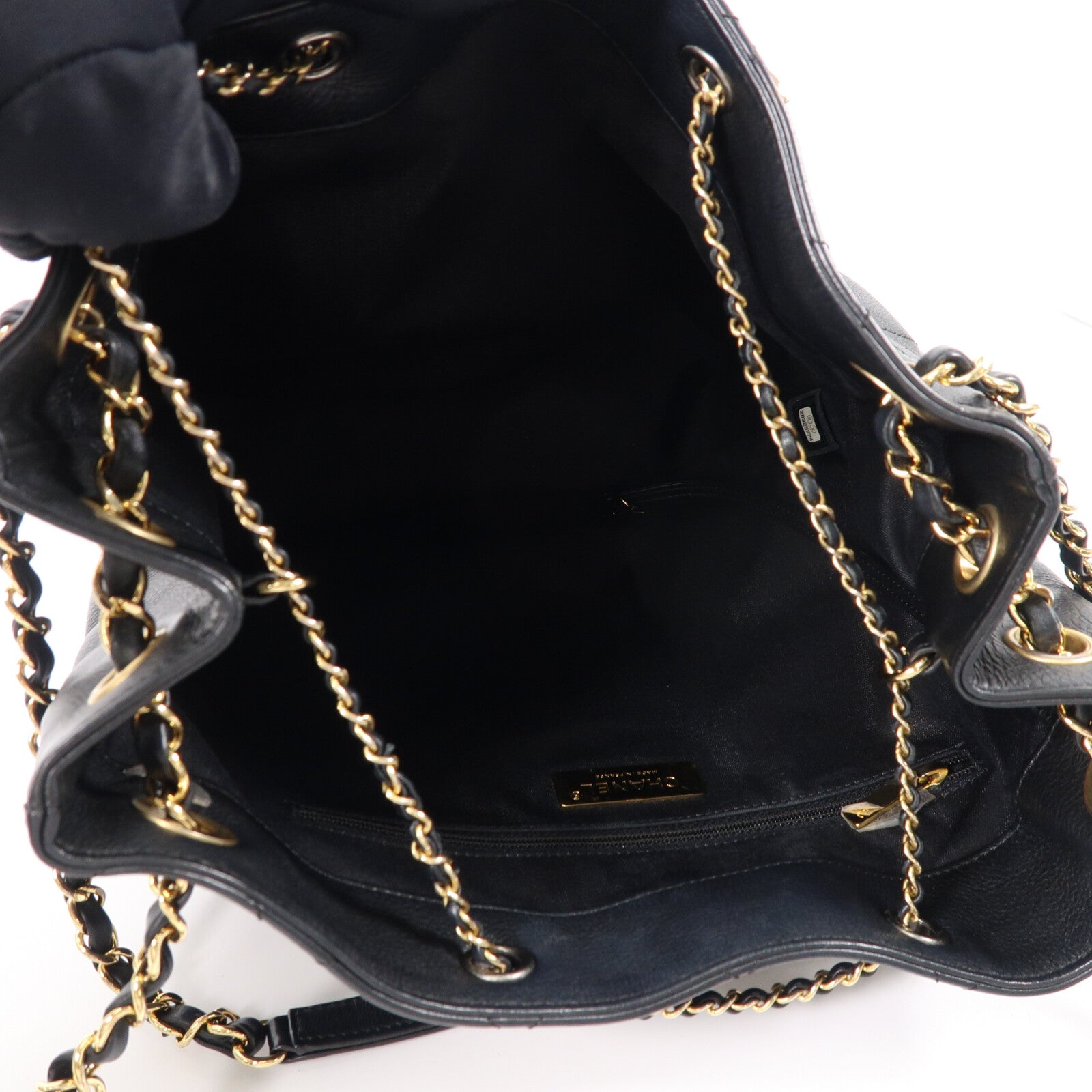 CHANEL 牛皮皮革Bucket Bag鏈帶肩背袋