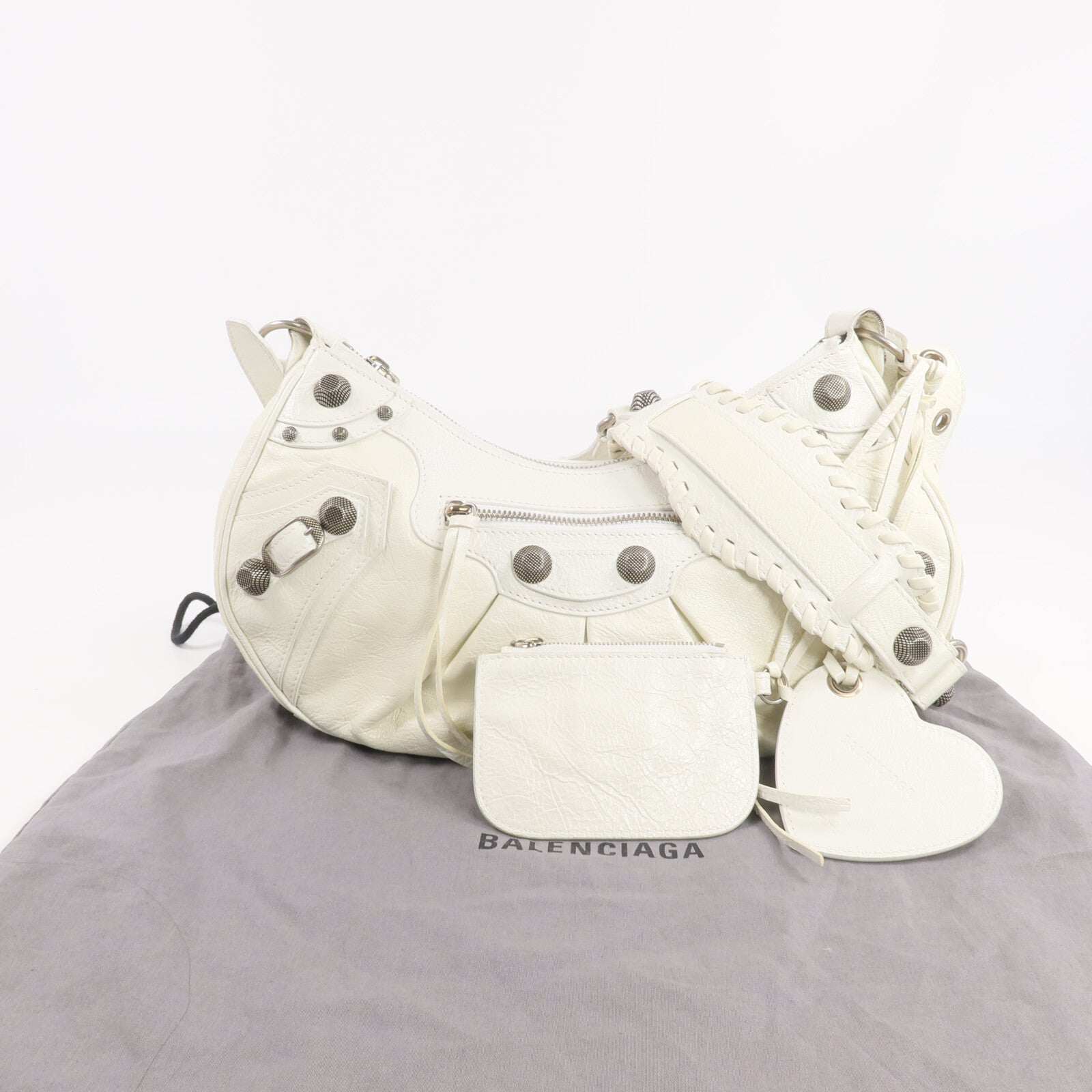 BALENCIAGA 牛皮皮革Le Cagole銀扣肩背袋
