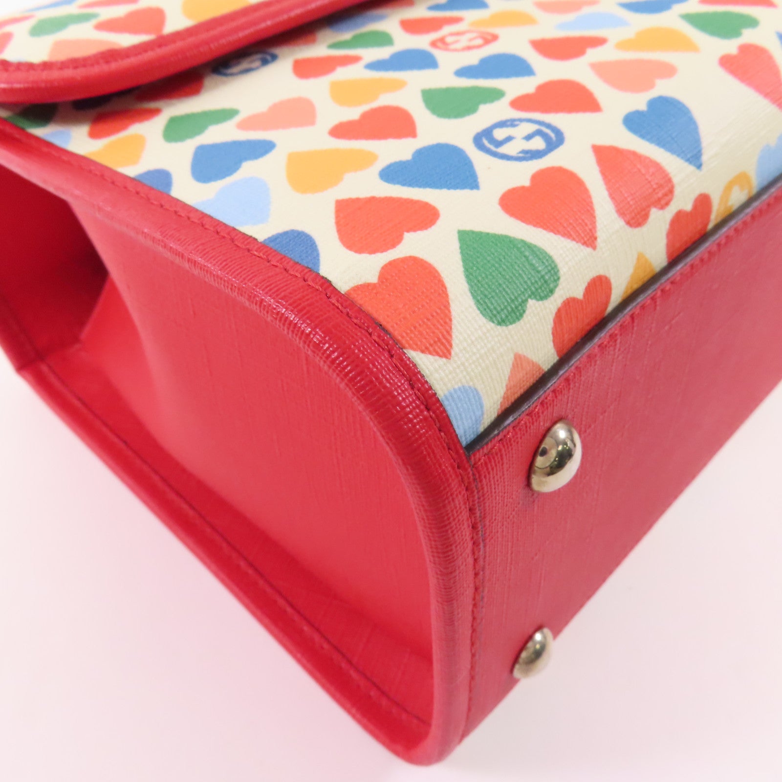 GUCCI 塗層帆布Children Heart Buckle Bag銀扣手挽袋