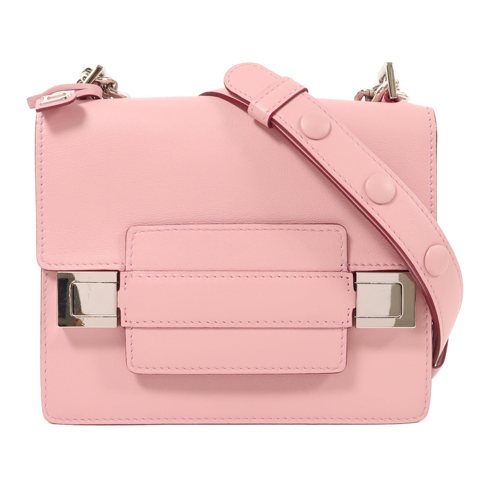 Delvaux SHW Madame Mini Chain Shoulder Bag Calfskin Leather Pink