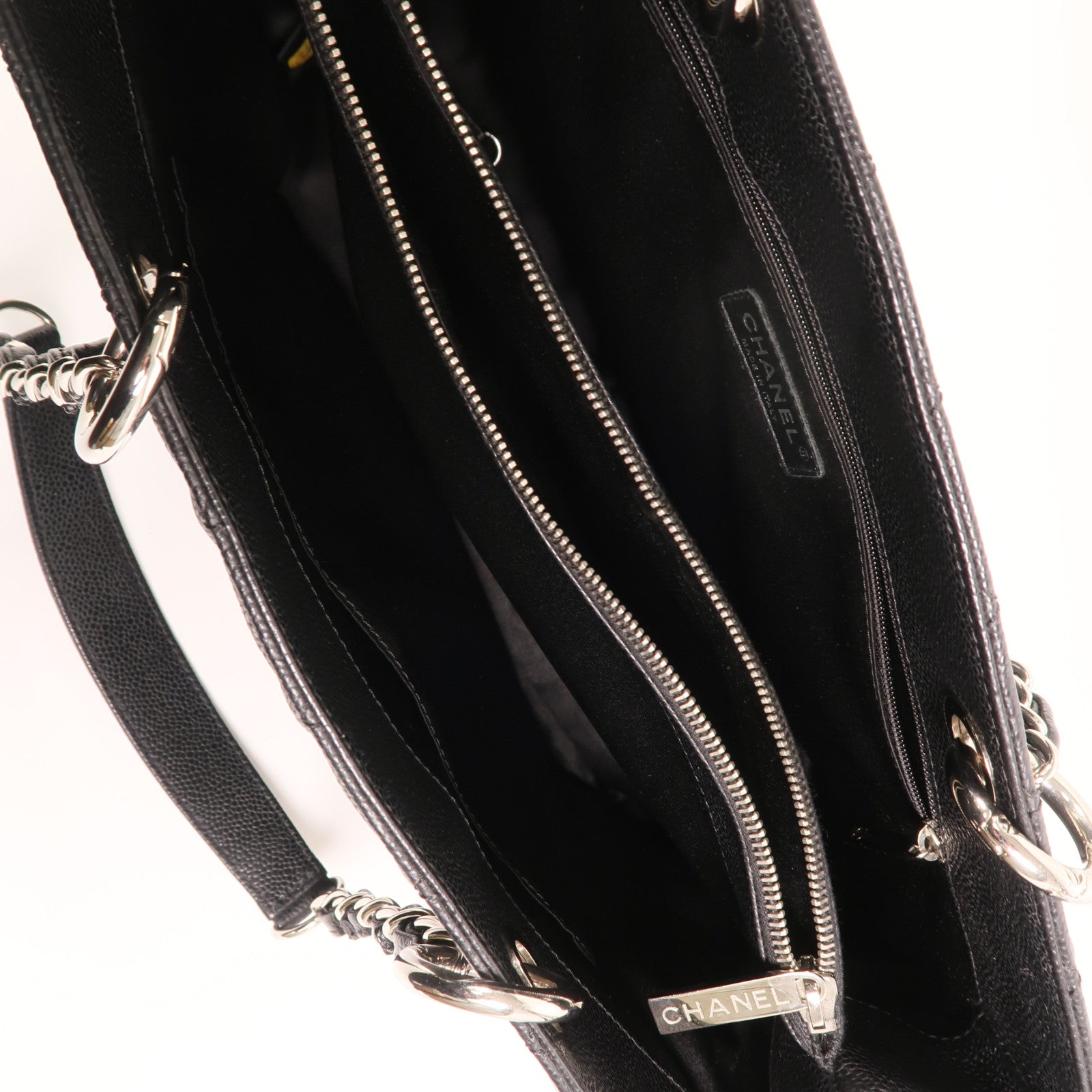 CHANEL 牛皮皮革GST Grand Shopping Tote Bag金扣鏈帶肩背袋