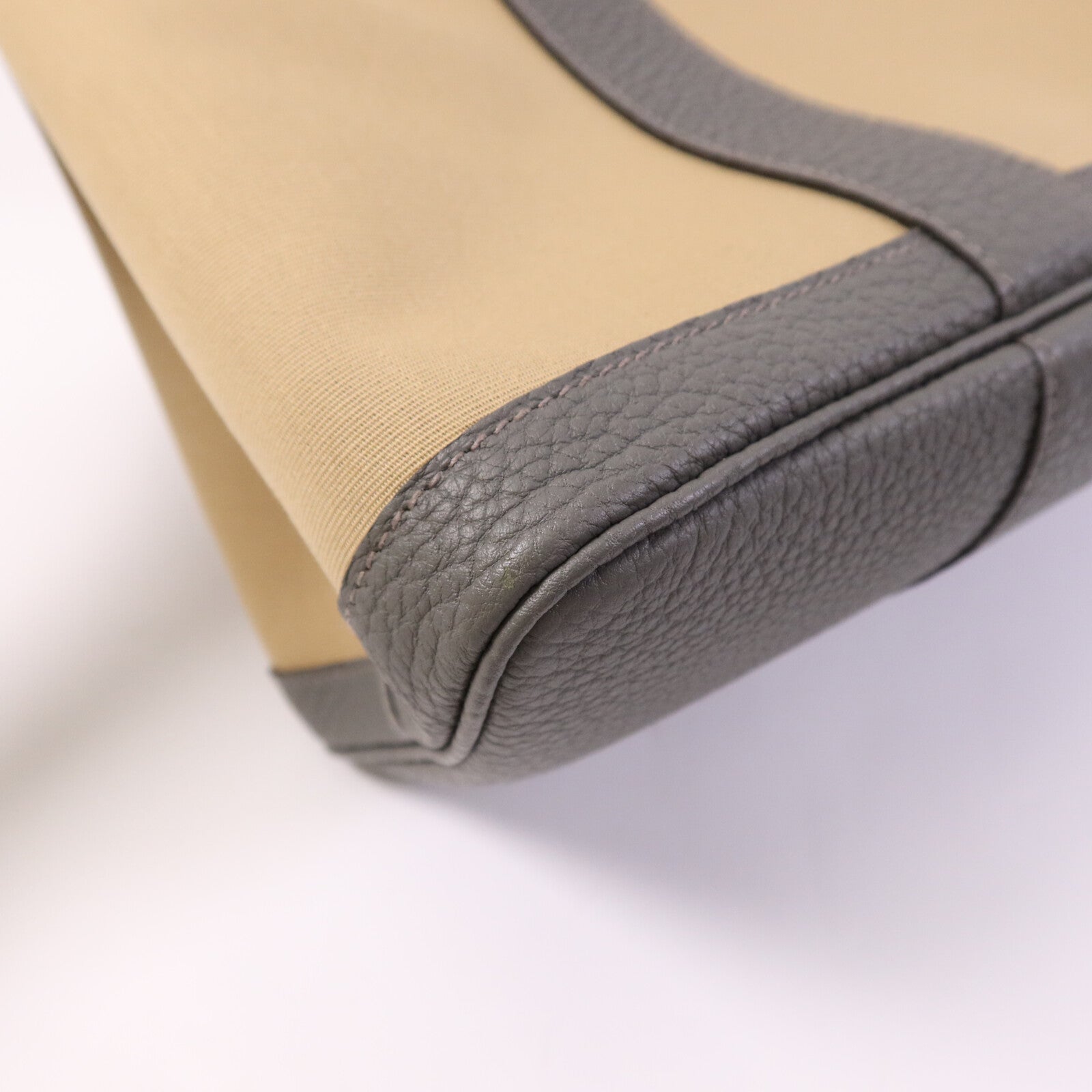 HERMES 帆布Garden Party TPM銀扣手挽袋Beige/Gris Meyer