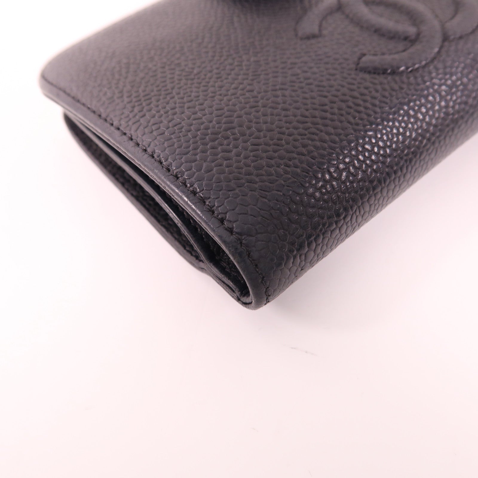 CHANEL 牛皮皮革Bifold Wallet銀扣錢包