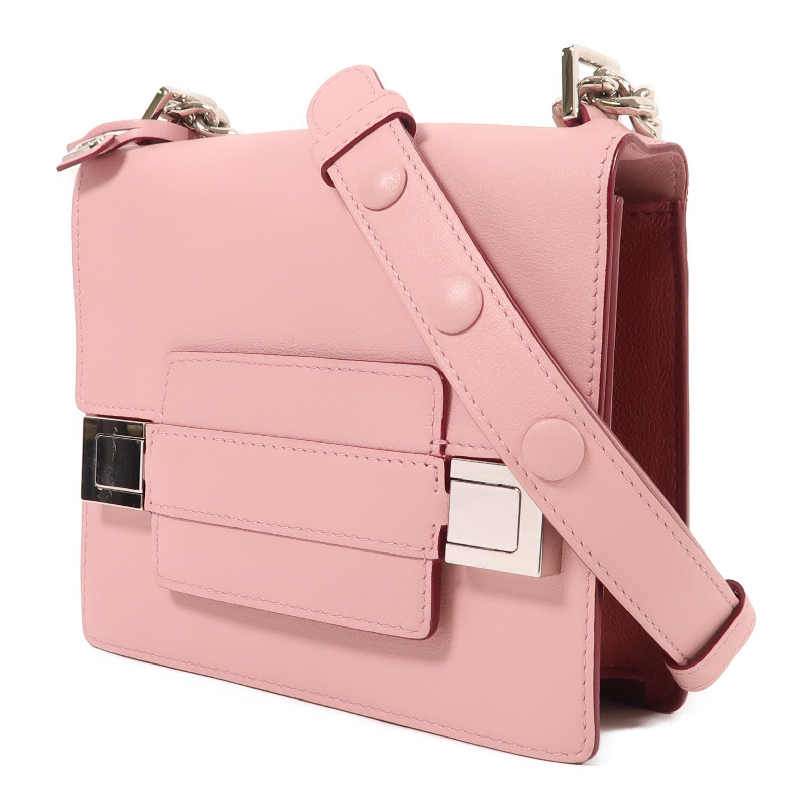 Delvaux SHW Madame Mini Chain Shoulder Bag Calfskin Leather Pink