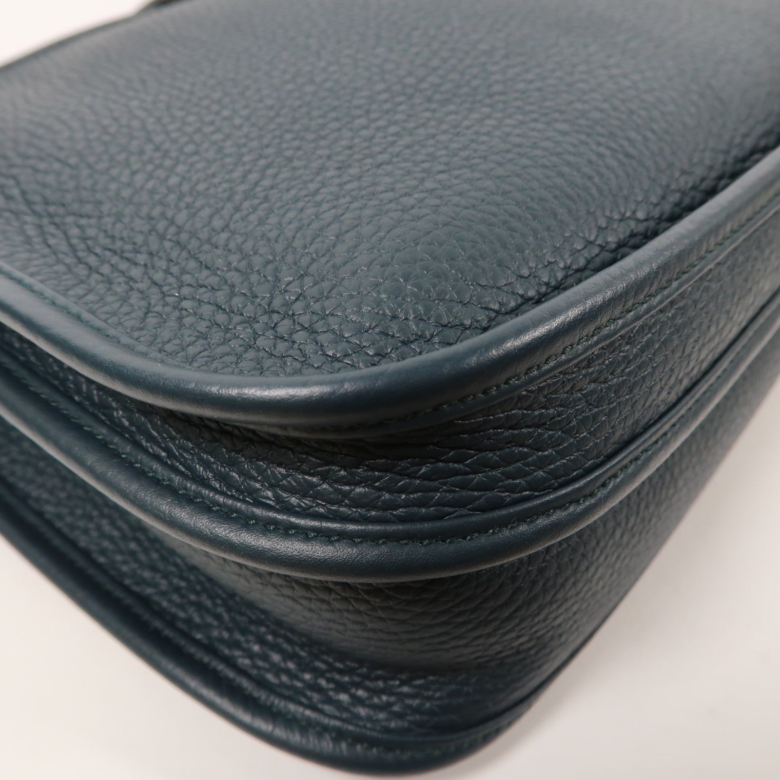 HERMES Clemence皮革Evelyne PM金扣肩背袋松柏綠色