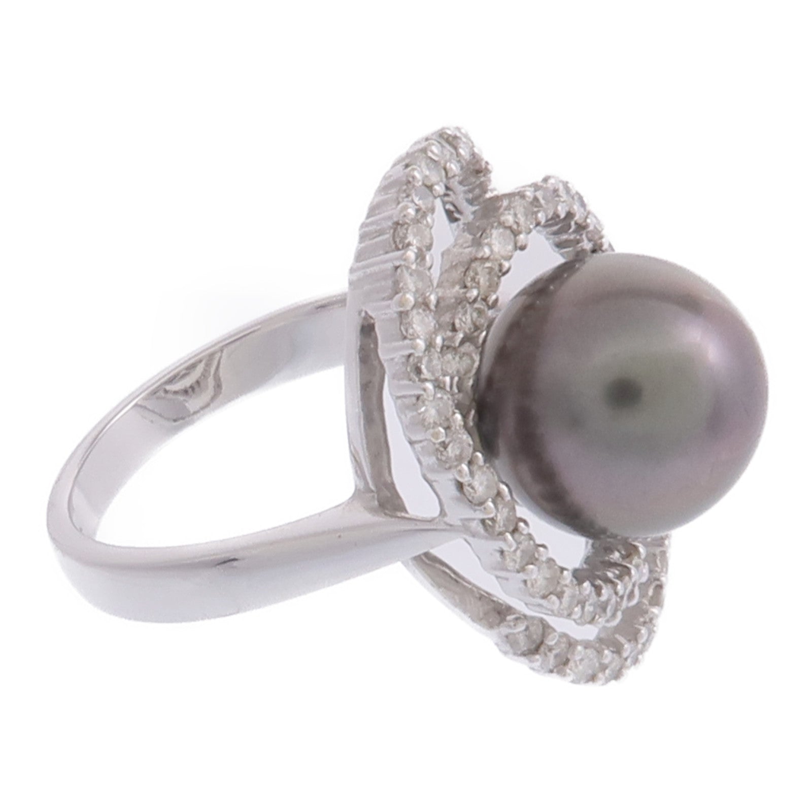 JEWELRY 【激減優惠】18K白金Pearl Diamond Ring珍珠/鑽石戒指US#6.5