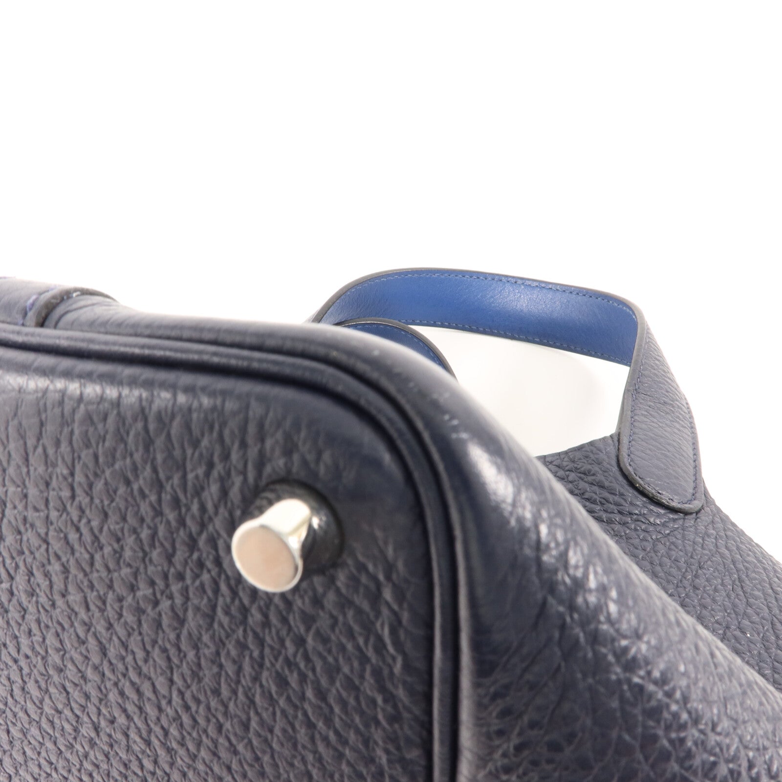 HERMES Clemence皮革Picotin PM手挽袋Bleu Nuit/Bleu Franc