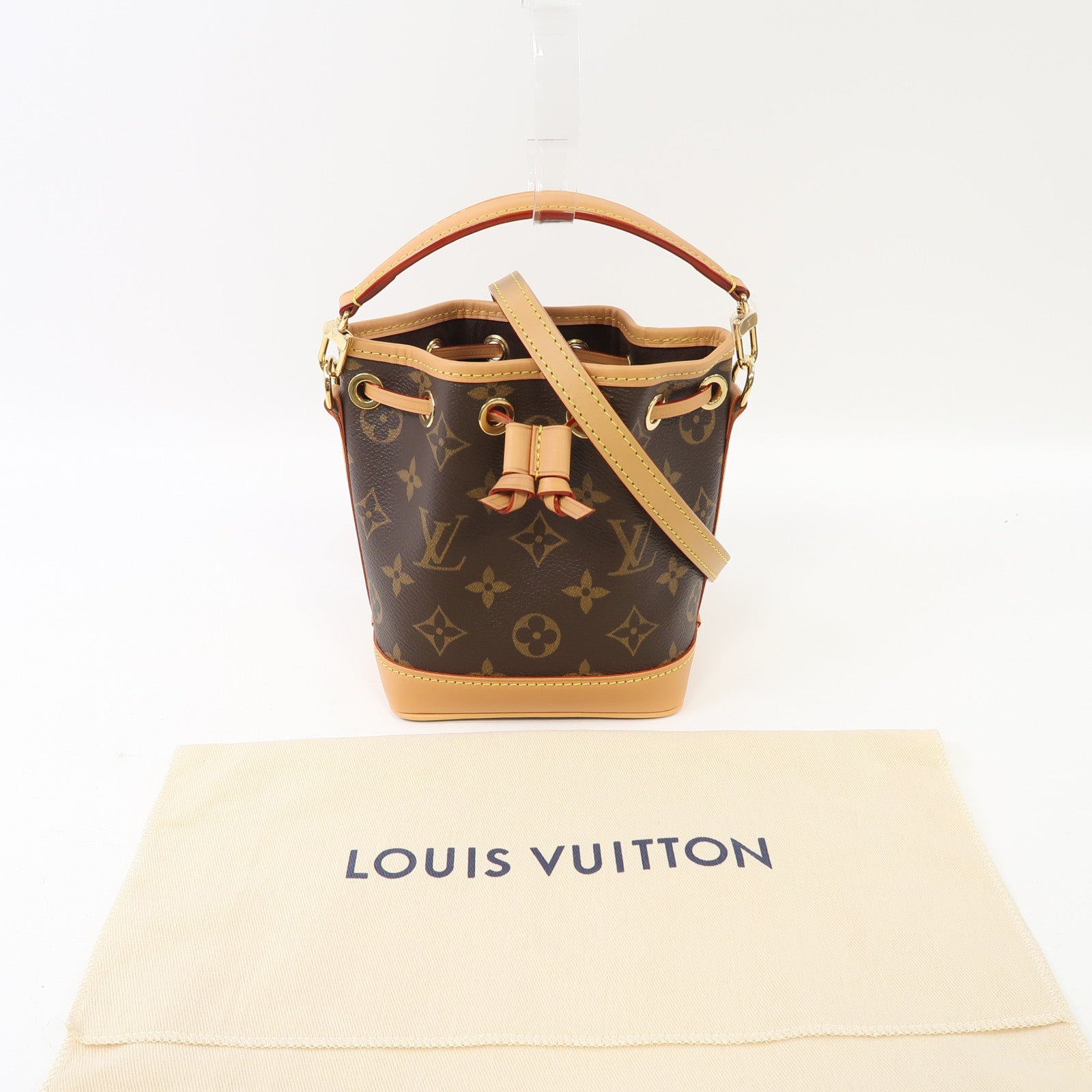 LOUIS VUITTON Monogram Nano Noe金扣手挽肩背兩用袋啡色