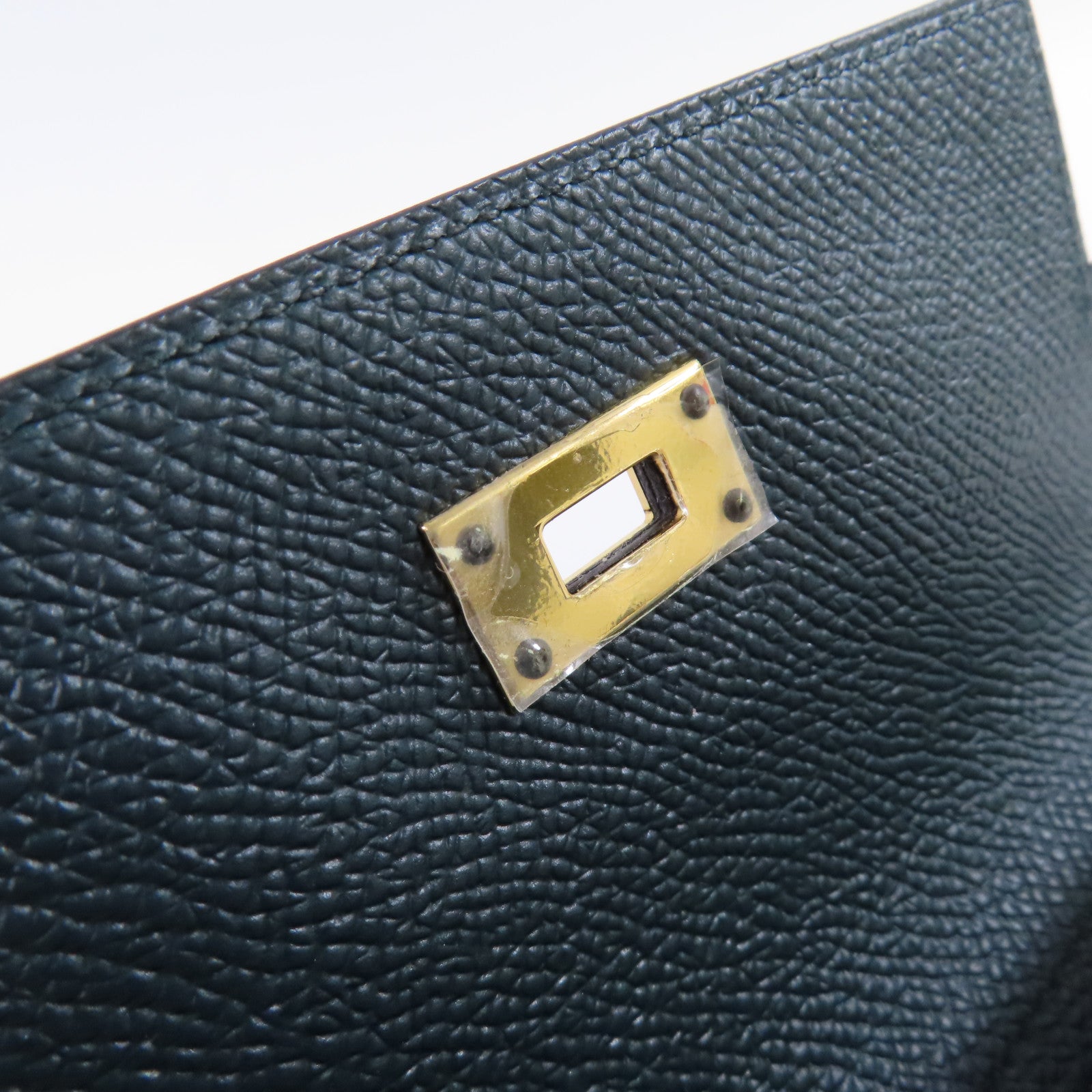 HERMES Epsom皮革Kelly Depliant Wallet金扣長錢包Vertjade(06)