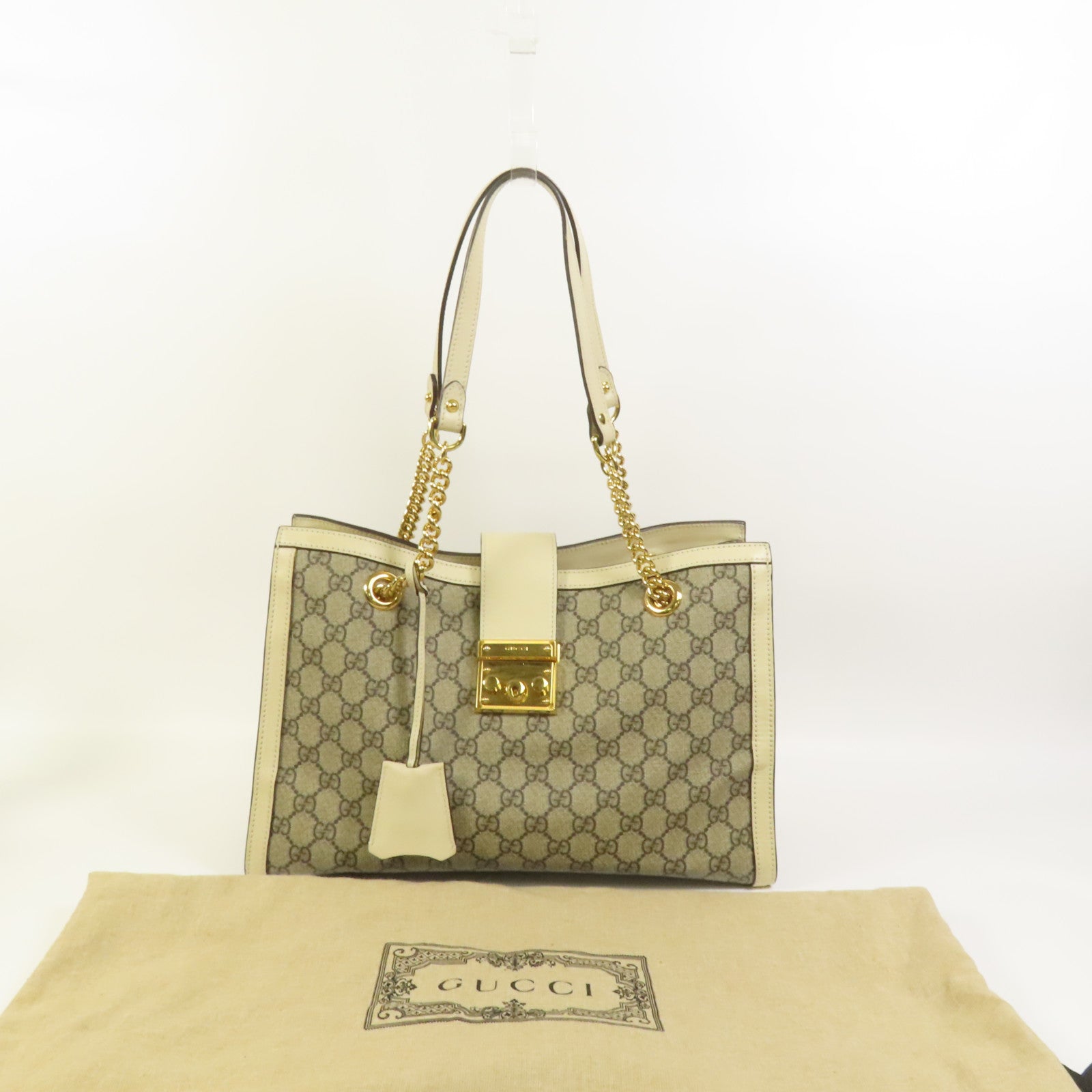 GUCCI 塗層帆布Padlock GG金扣肩背袋