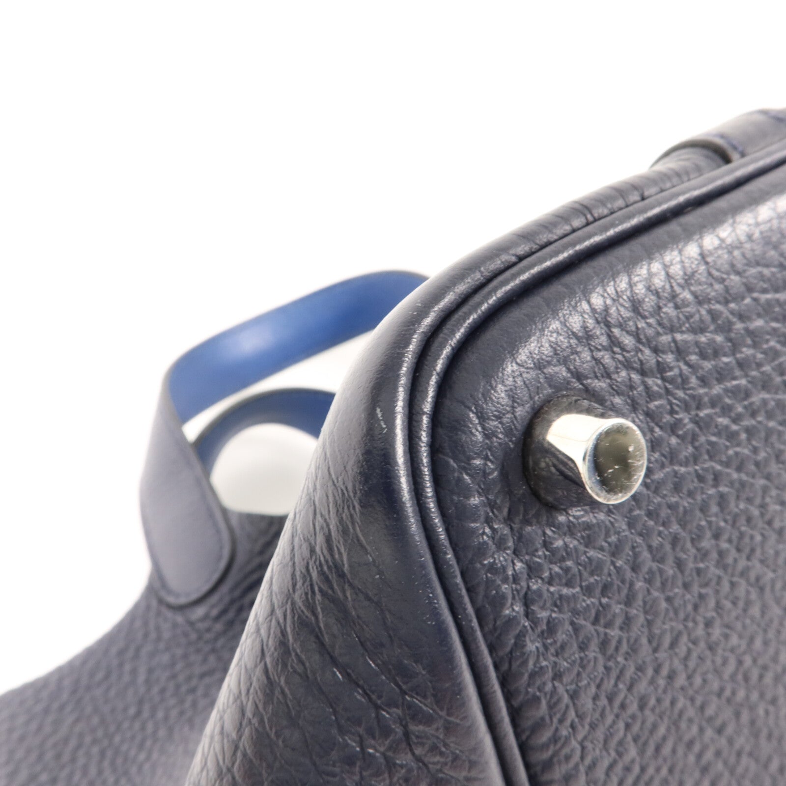HERMES Clemence皮革Picotin PM手挽袋Bleu Nuit/Bleu Franc