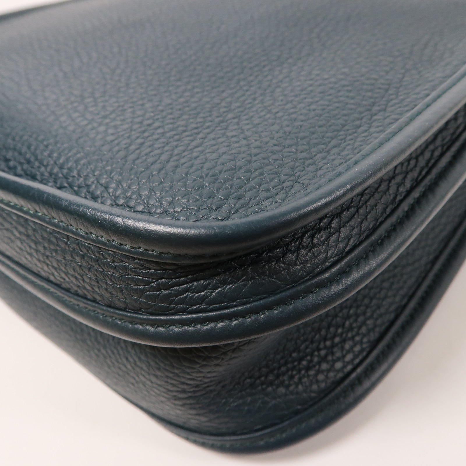 HERMES Clemence皮革Evelyne PM金扣肩背袋松柏綠色