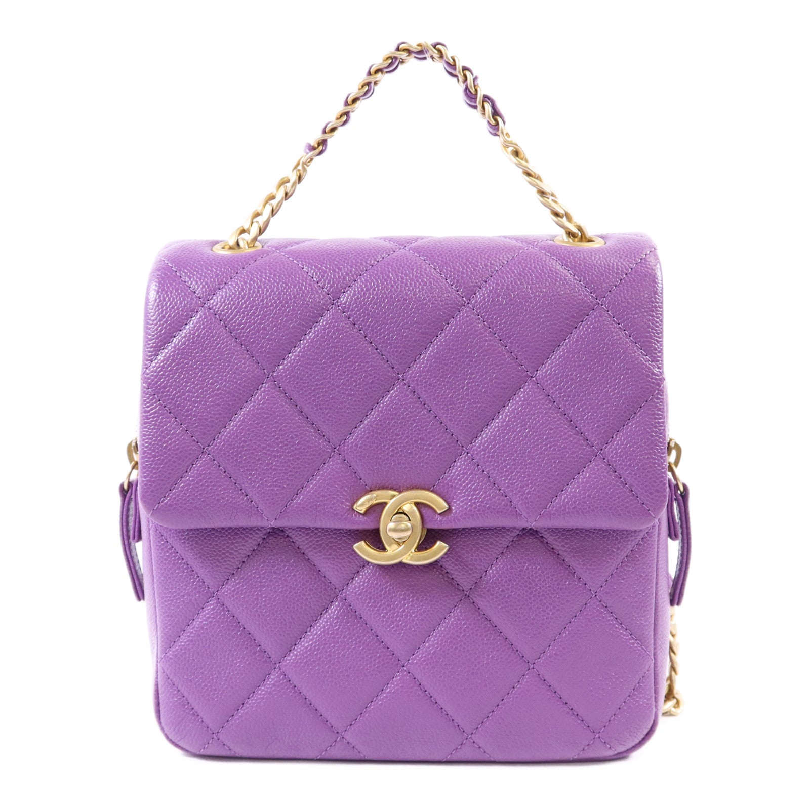 CHANEL 牛皮皮革Backpack金扣背包