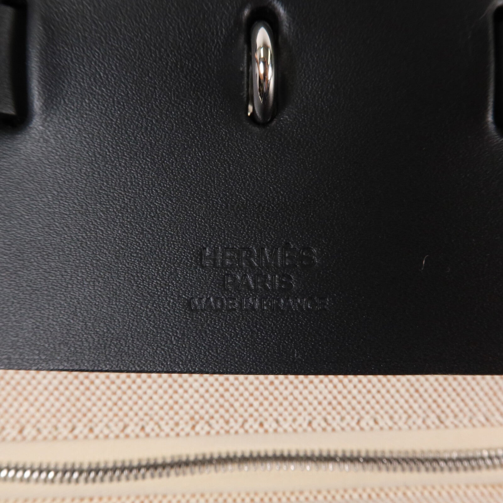 HERMES 帆布/Hunter皮革Herbag Cabine Bag手挽肩背兩用袋Ecru/Noir