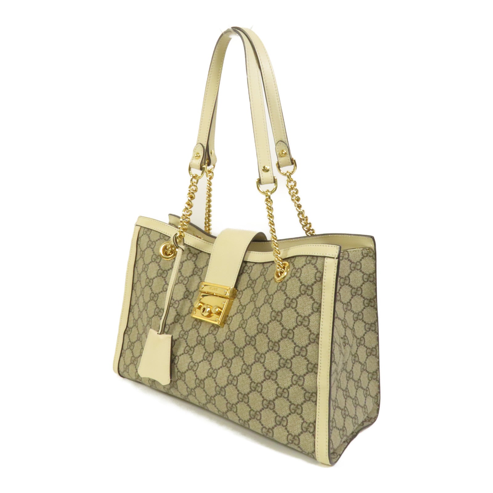 GUCCI 塗層帆布Padlock GG金扣肩背袋