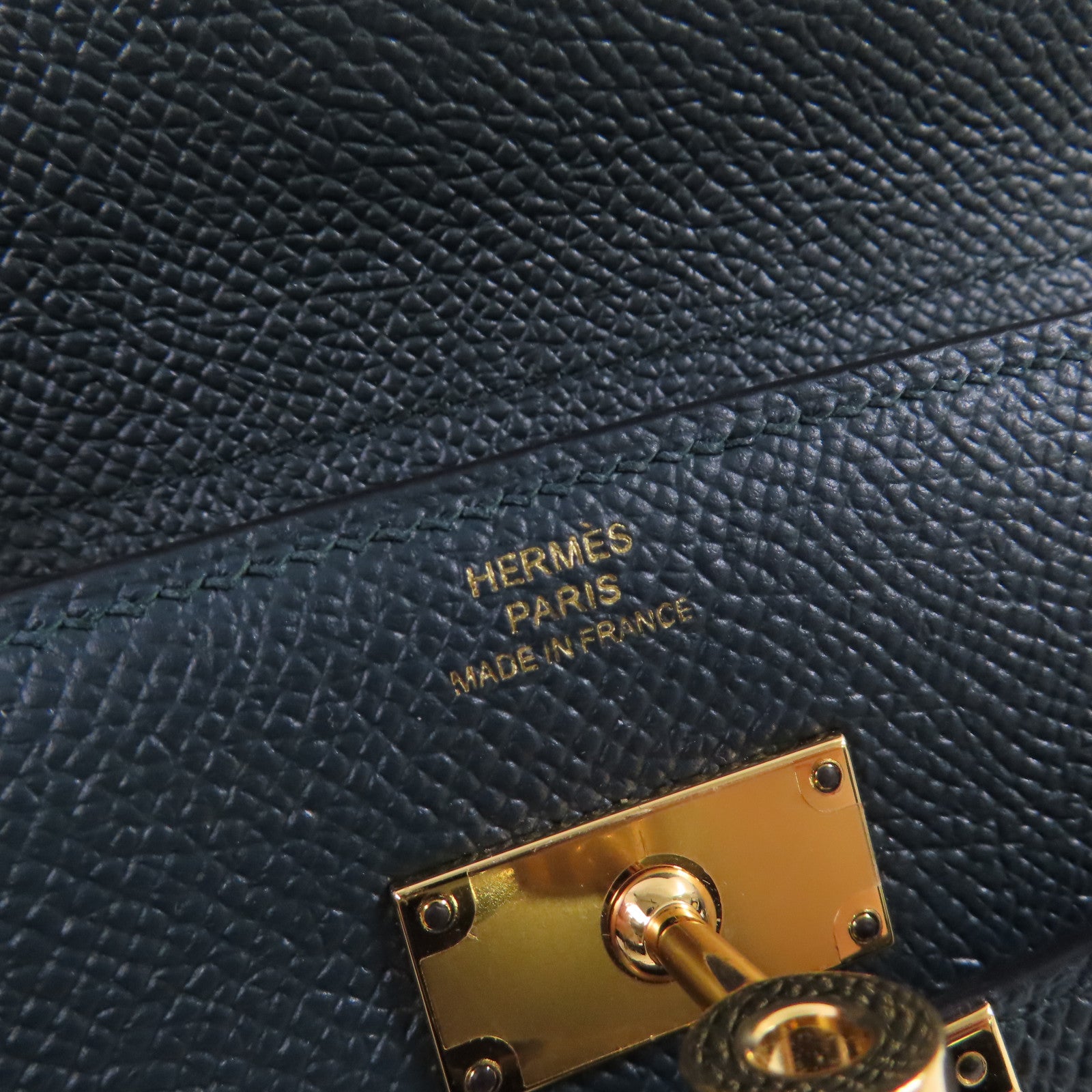 HERMES Epsom皮革Kelly Depliant Wallet金扣長錢包Vertjade(06)