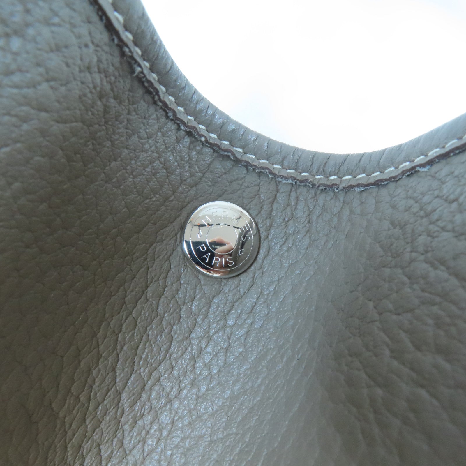 HERMES Country皮革Garden Party PM銀扣手挽袋Etoupe/大象灰色