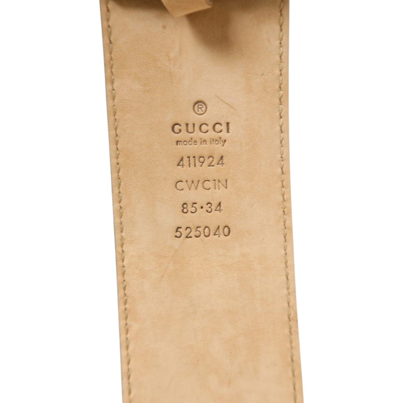 GUCCI 牛皮皮革Interlocking G buckle Belt 85cm銀扣皮帶