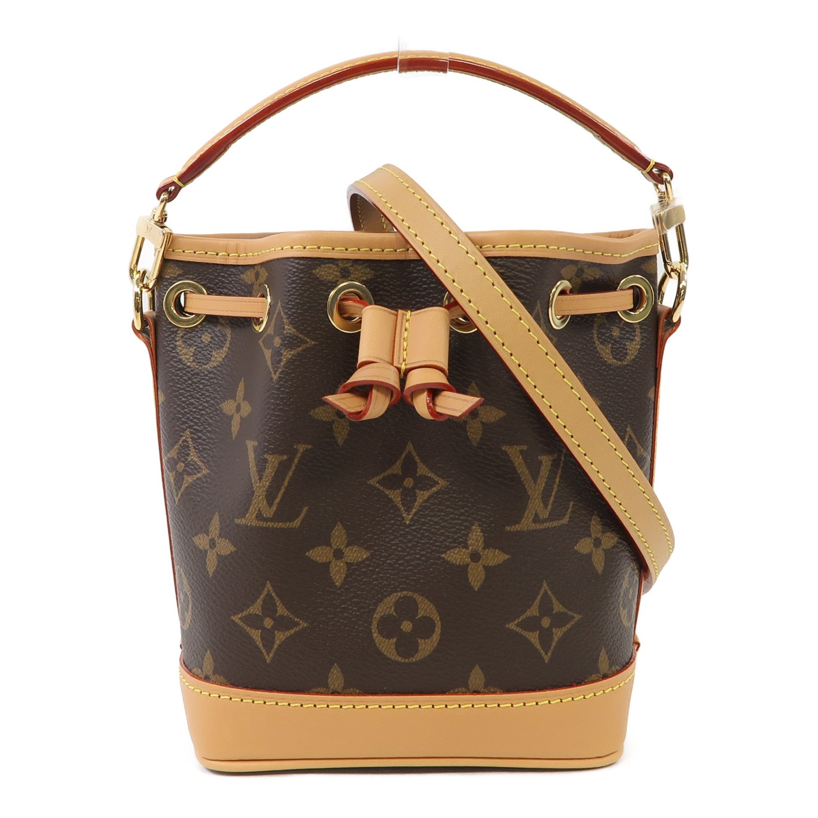 LOUIS VUITTON Monogram Nano Noe金扣手挽肩背兩用袋啡色