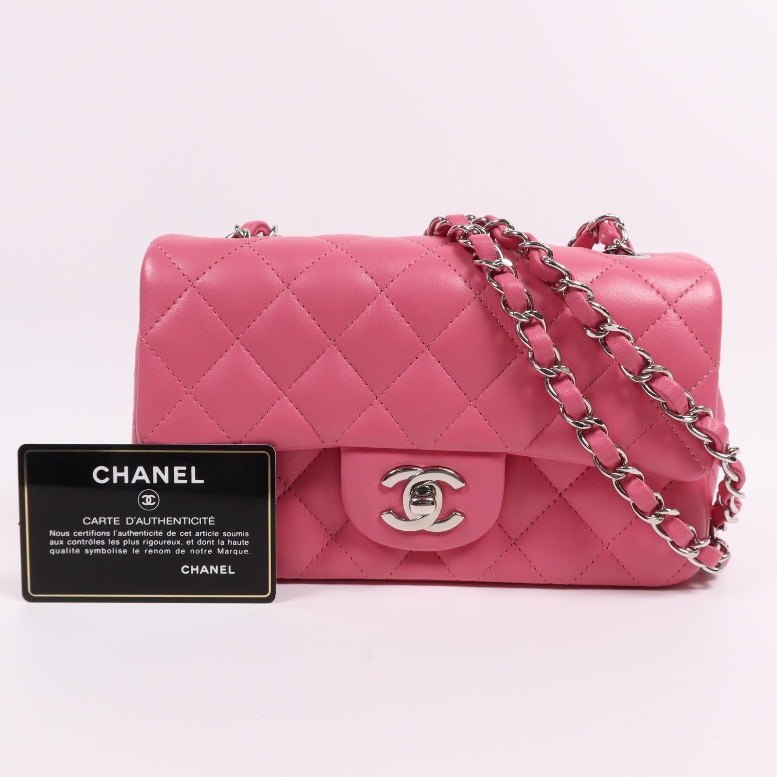 CHANEL 羊皮皮革Classic 20銀扣鏈帶肩背袋