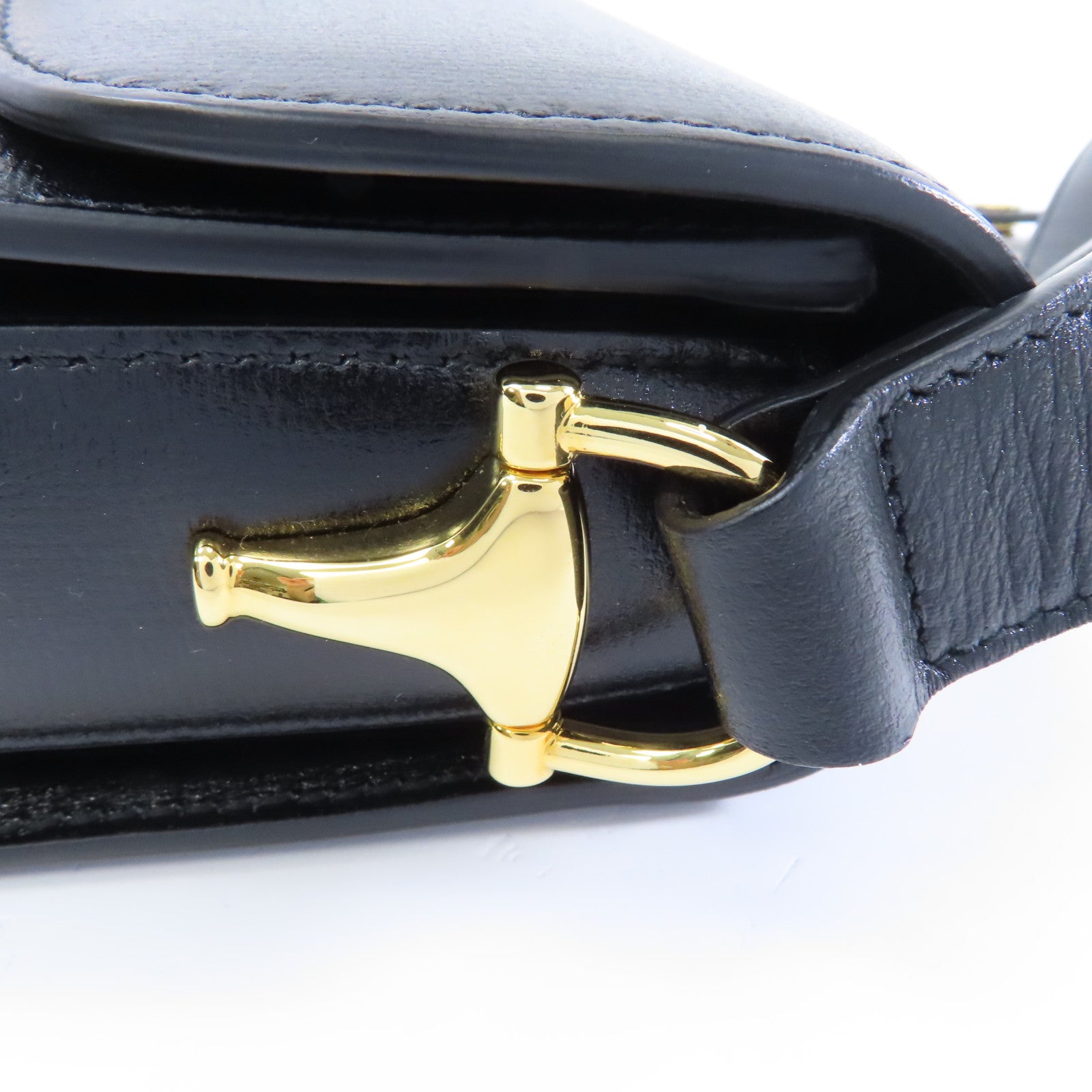 GUCCI 牛皮皮革Horsebit 1955金扣肩背袋黑色