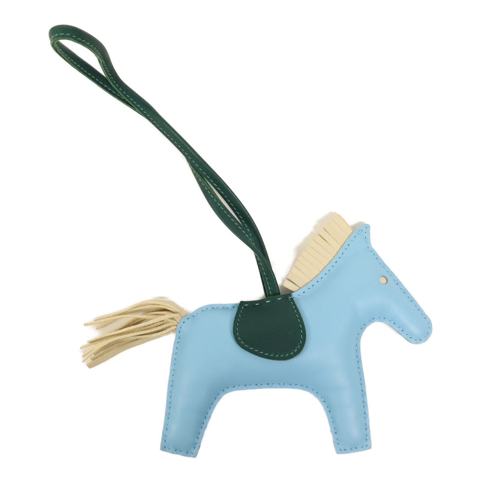 HERMES Milo皮革Rodeo MM掛飾Bleu Atoll