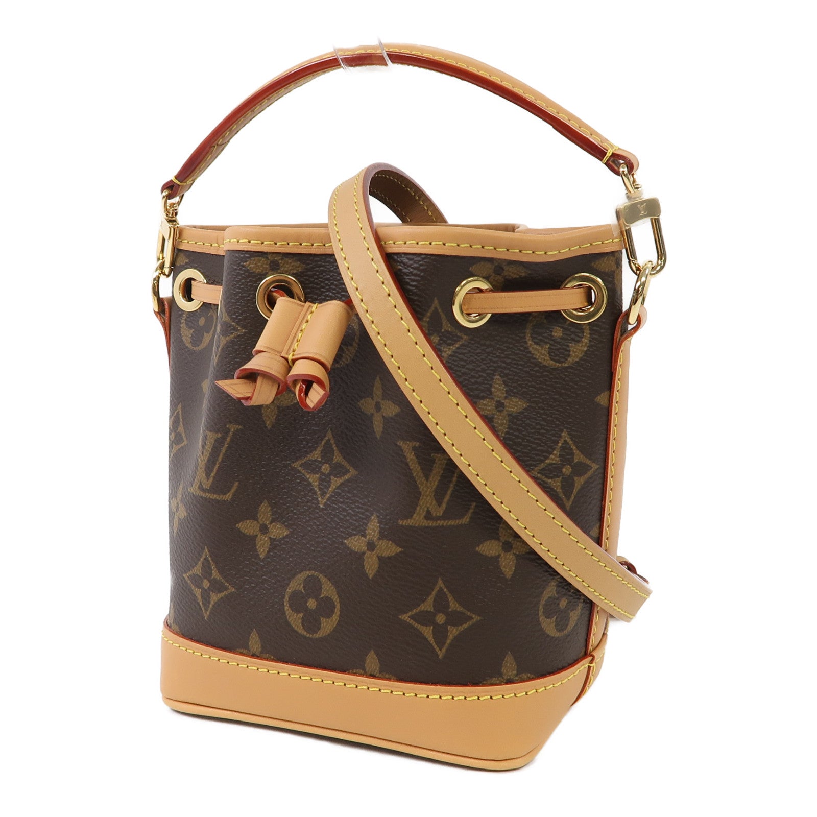 LOUIS VUITTON Monogram Nano Noe金扣手挽肩背兩用袋啡色