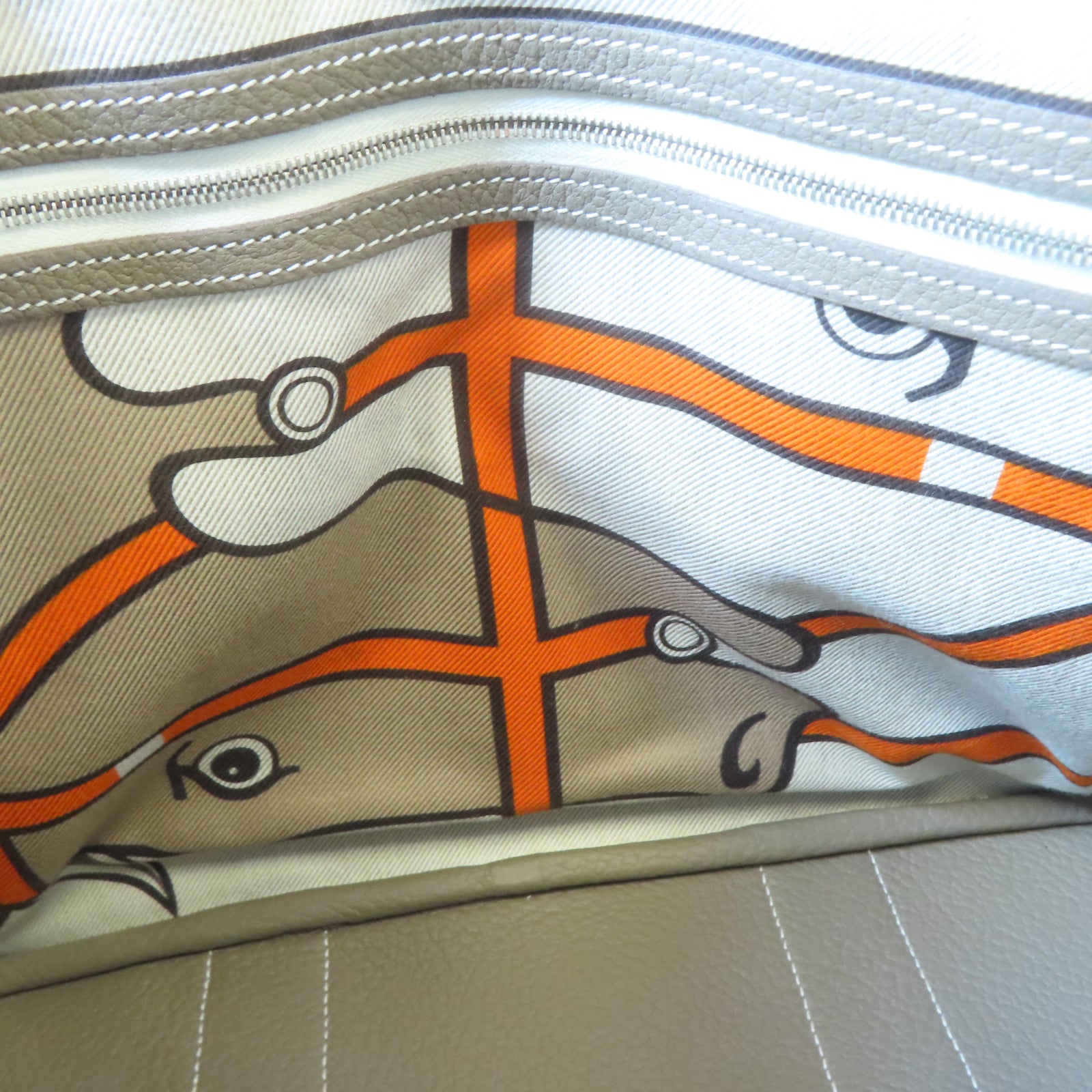 HERMES Country皮革Garden Party PM銀扣手挽袋Etoupe/大象灰色
