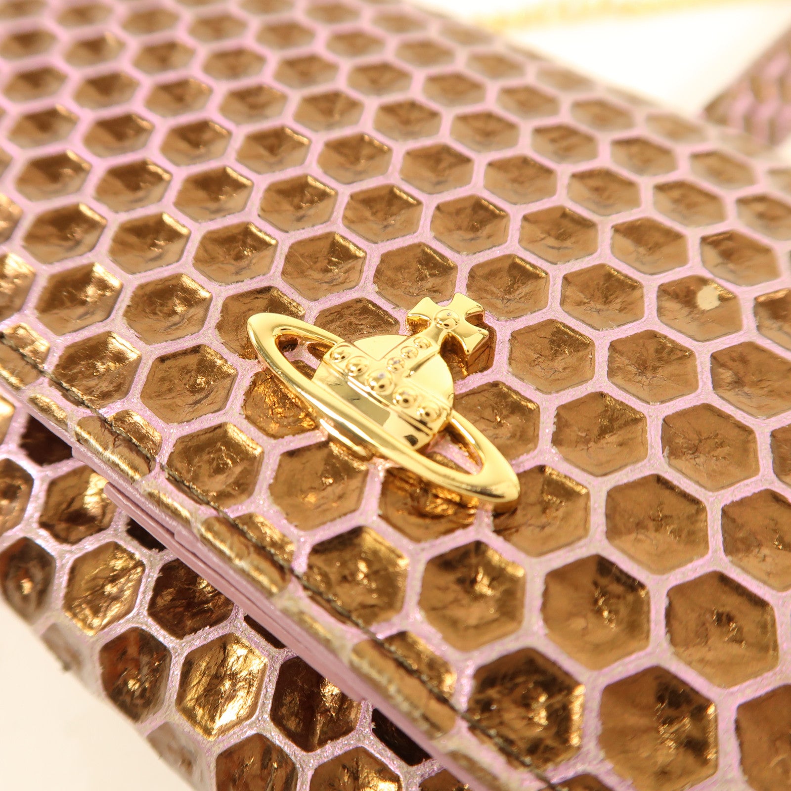 Vivienne Westwood 皮革Chain Shoulder金扣鏈帶肩背袋