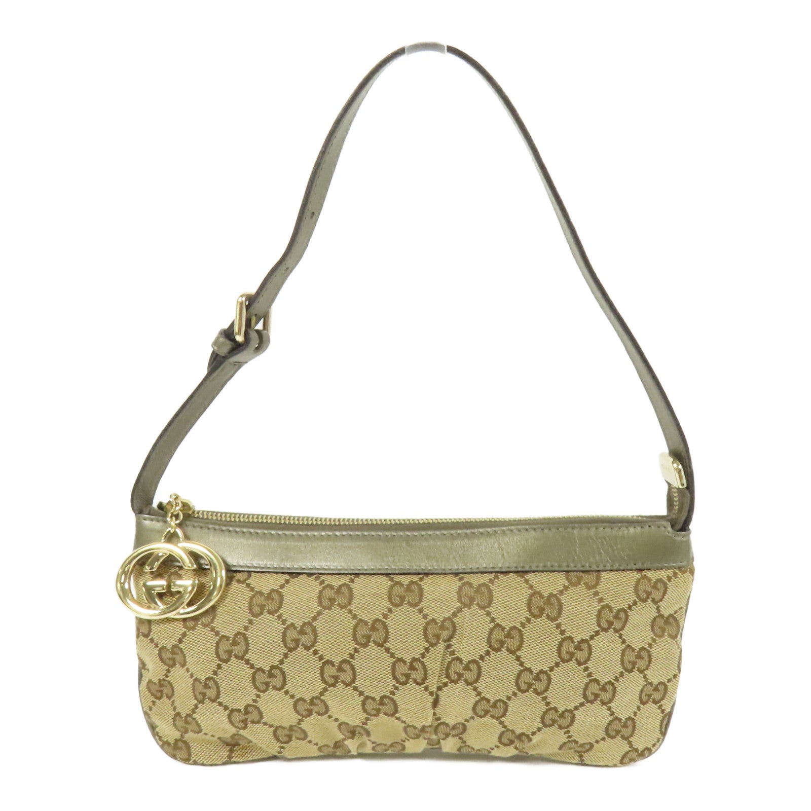 GUCCI GG Canvas Mini Pochette金扣肩背袋