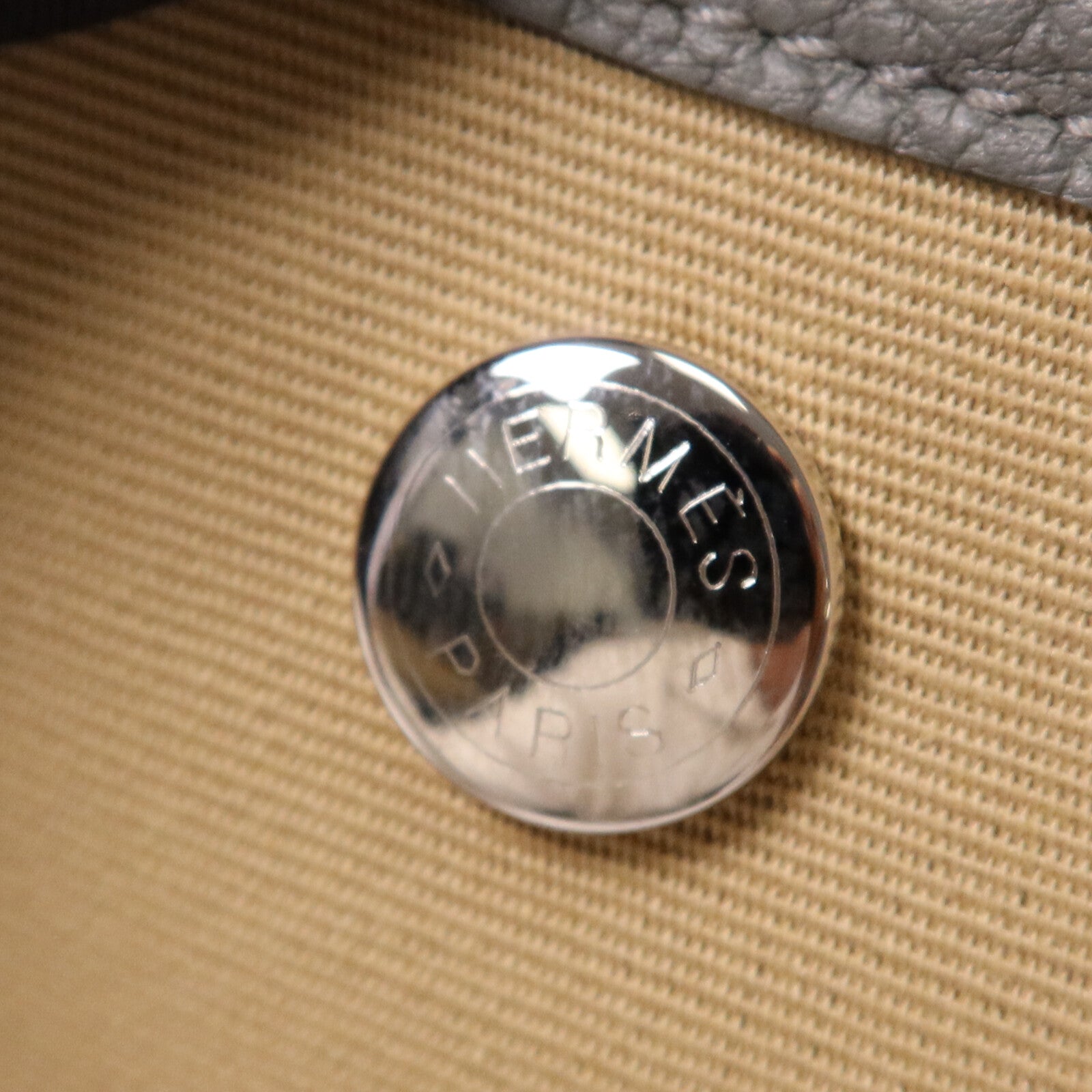 HERMES 帆布Garden Party TPM銀扣手挽袋Beige/Gris Meyer