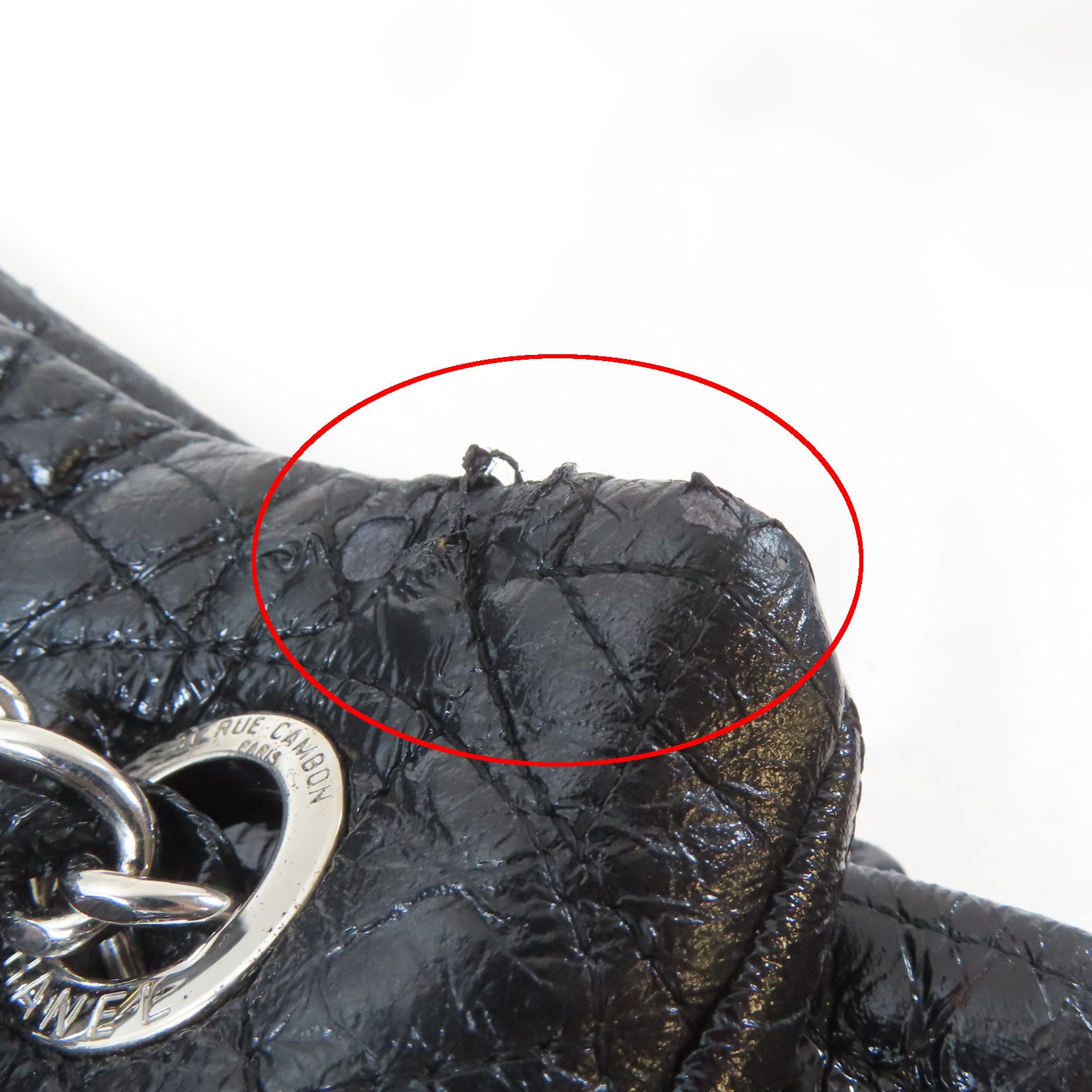 CHANEL 【激減優惠】塗層帆布Chain Shoulder Bag銀扣鏈帶肩背袋黑色
