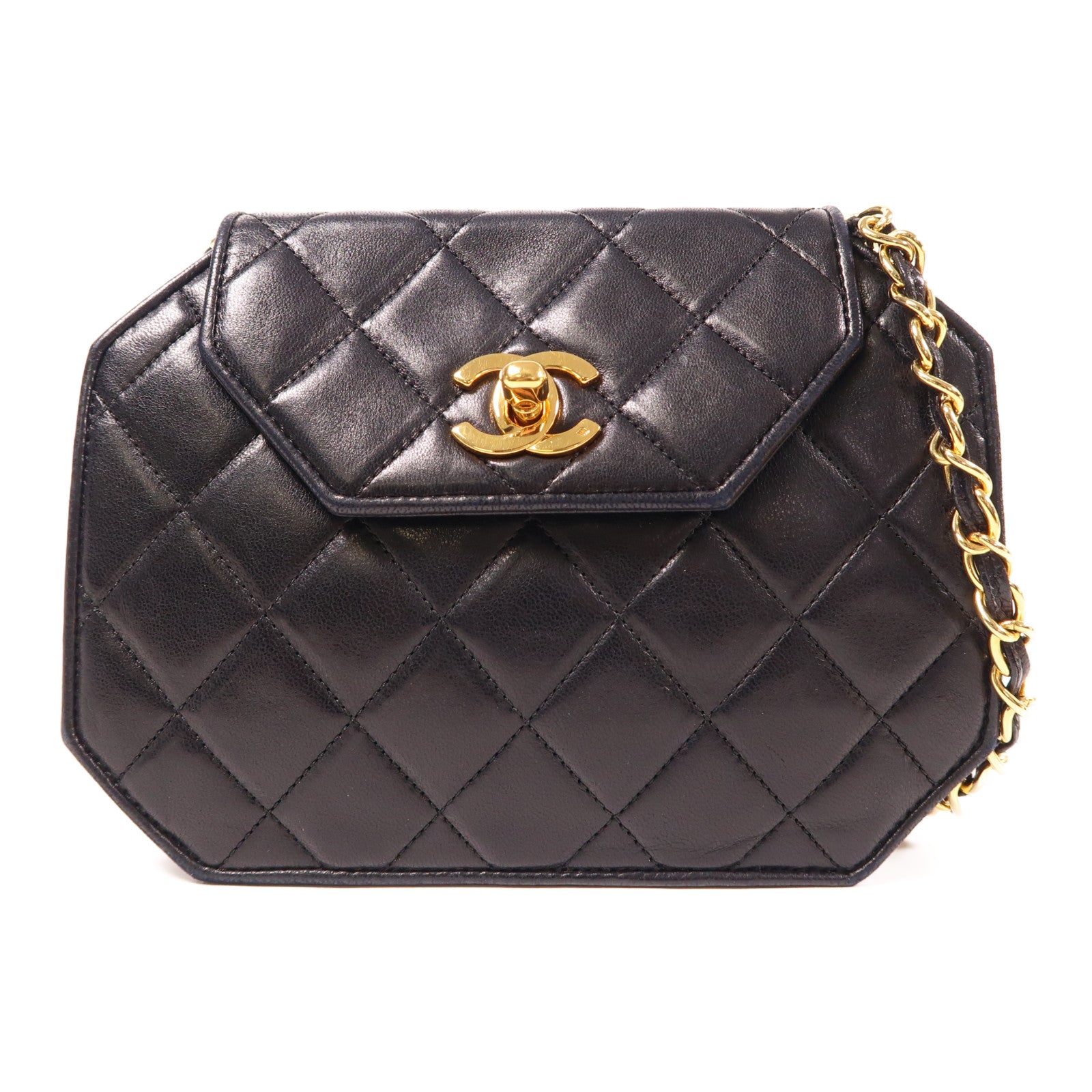 CHANEL 羊皮皮革Chain Shoulder金扣鏈帶肩背袋