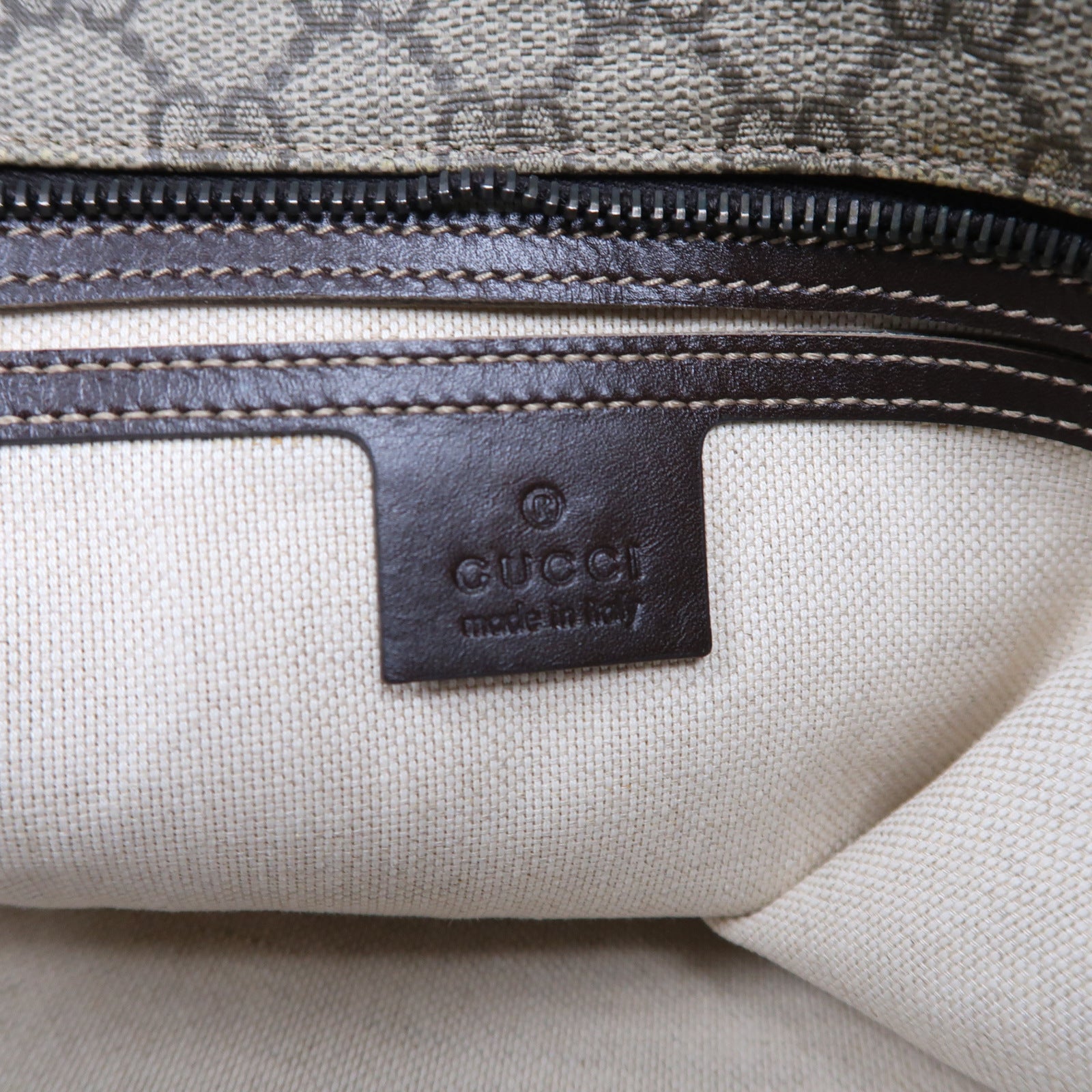 GUCCI 塗層帆布Tote Bag銀扣肩背袋啡色