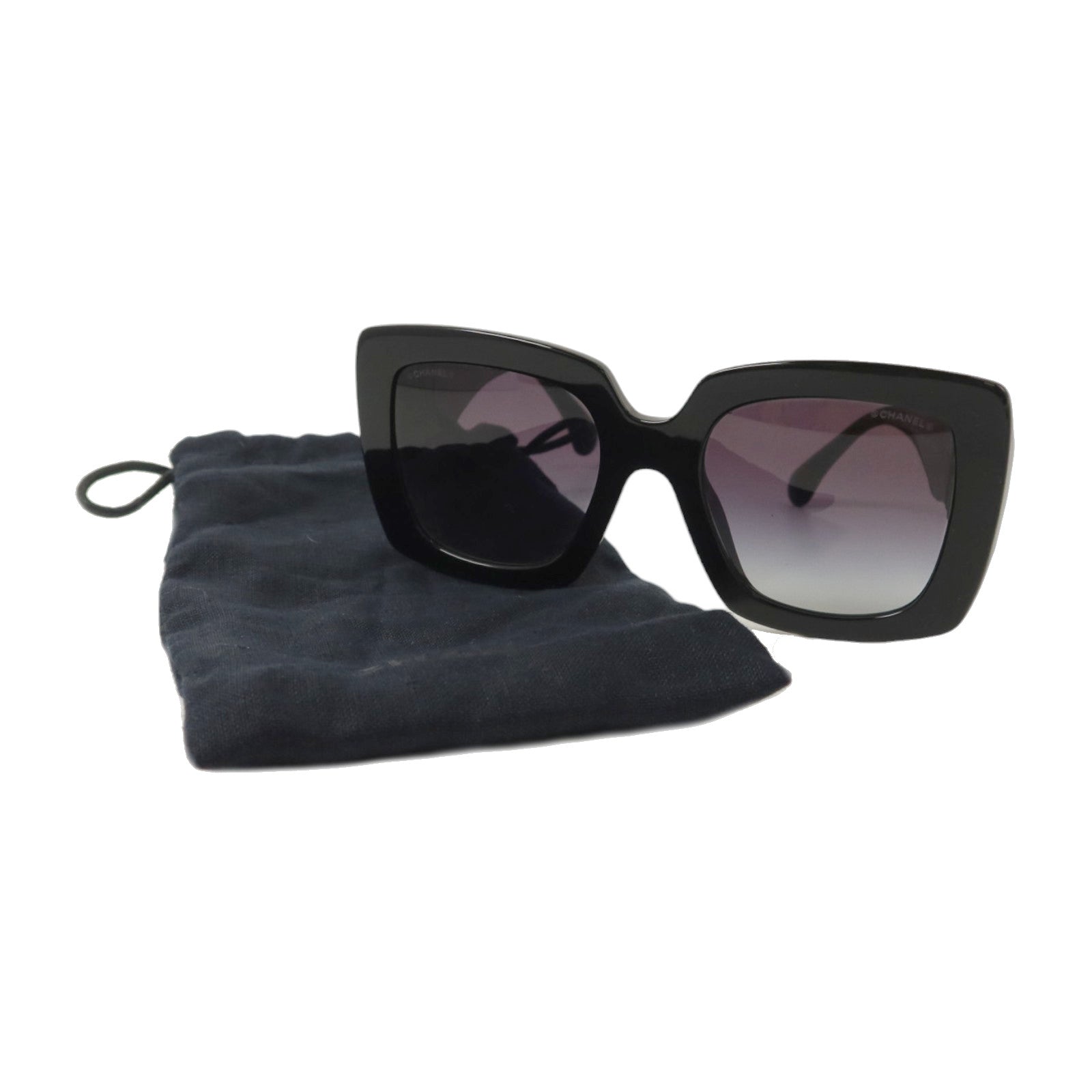 CHANEL PVC/牛皮皮革Square Sunglass太陽眼眼鏡
