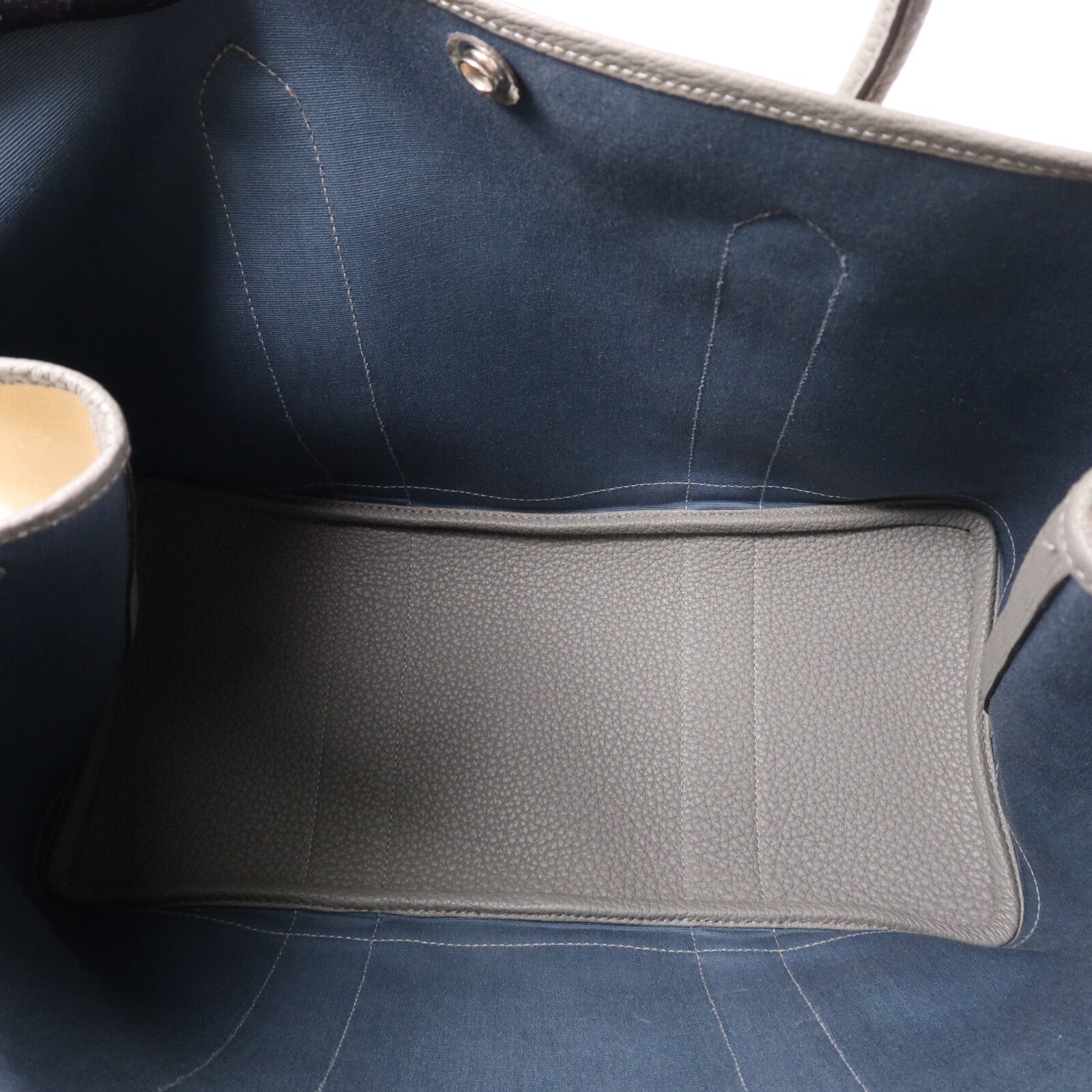 HERMES 帆布Garden Party TPM銀扣手挽袋Beige/Gris Meyer