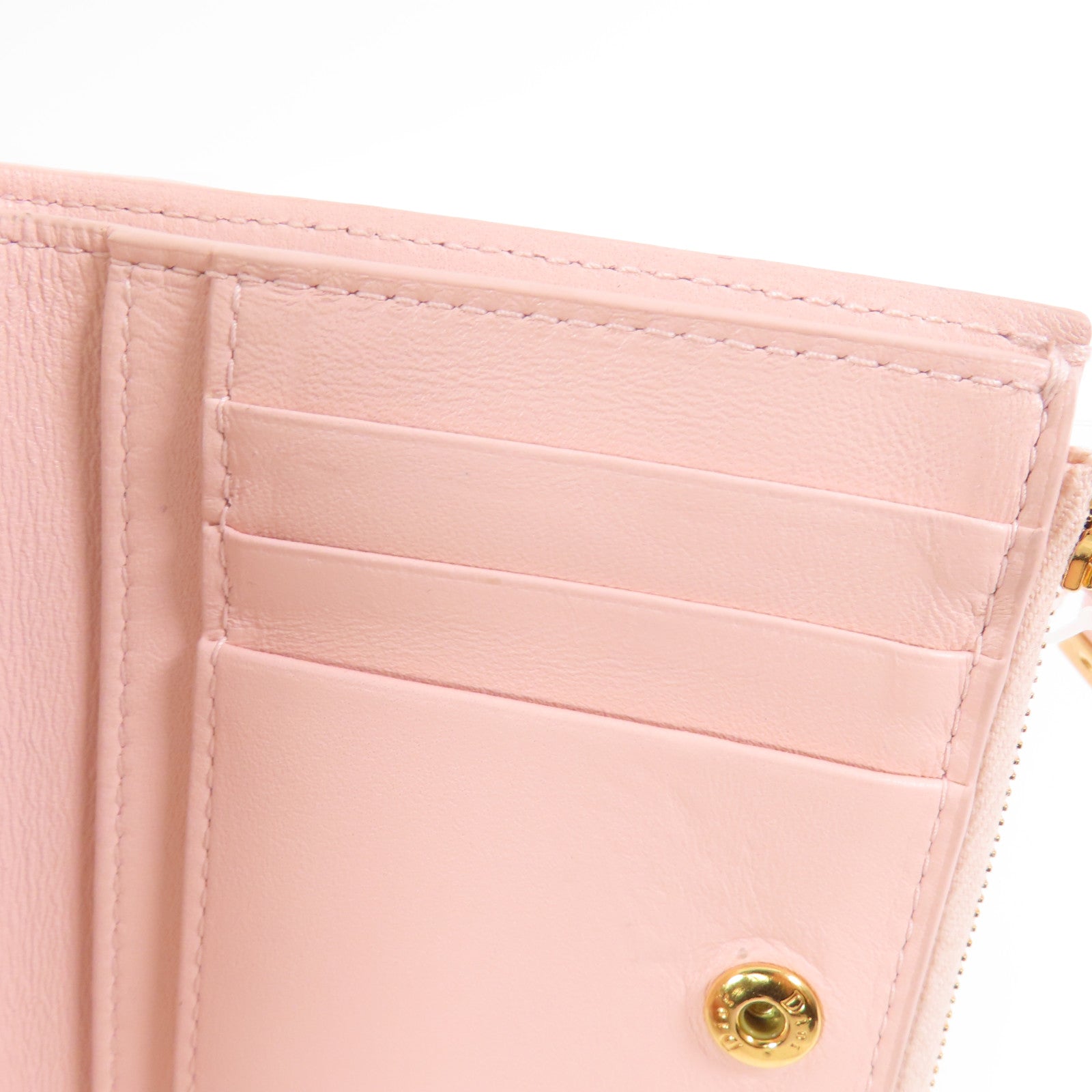 Dior 羊皮皮革Caro Dahlia Wallet金扣短錢包