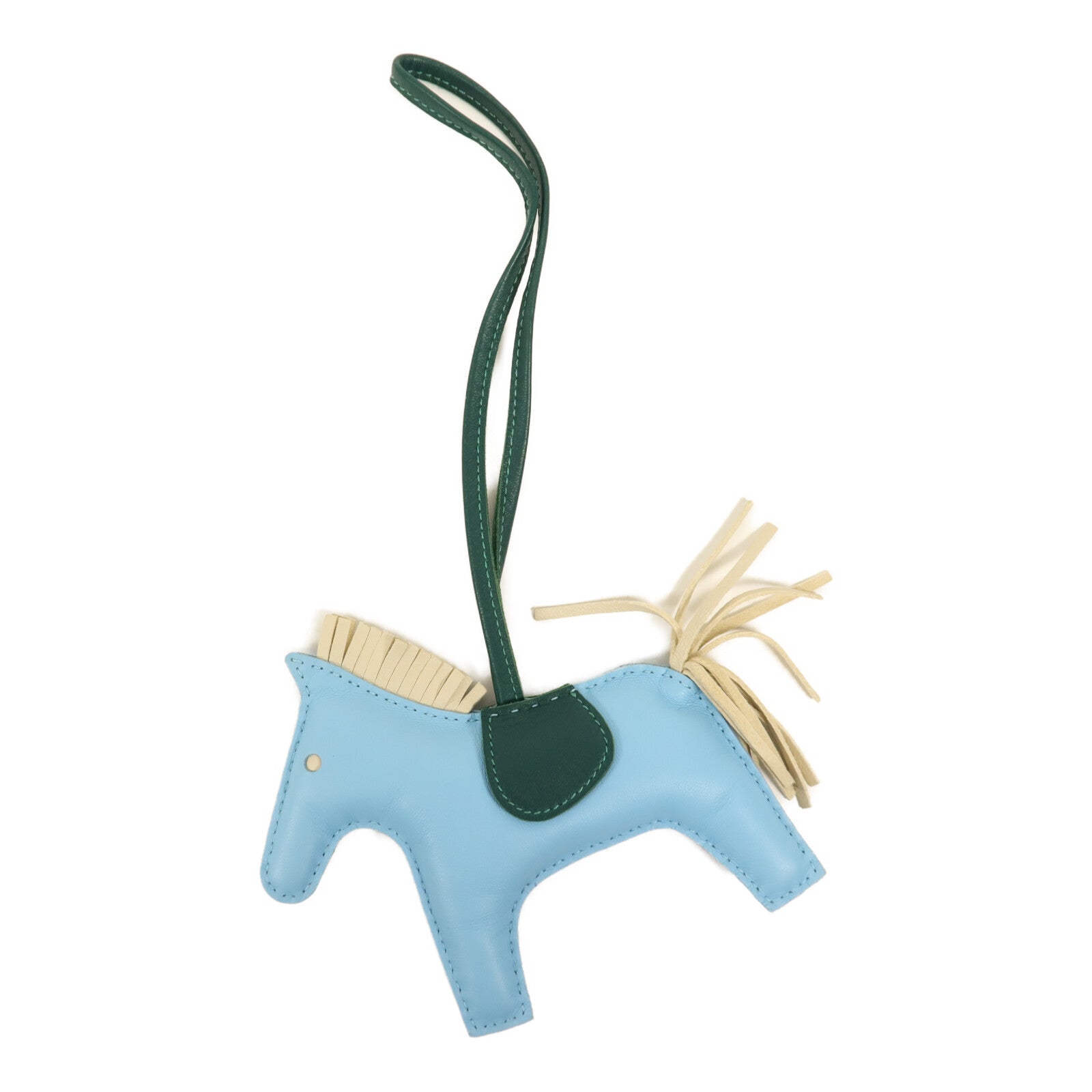 HERMES Milo皮革Rodeo MM掛飾Bleu Atoll