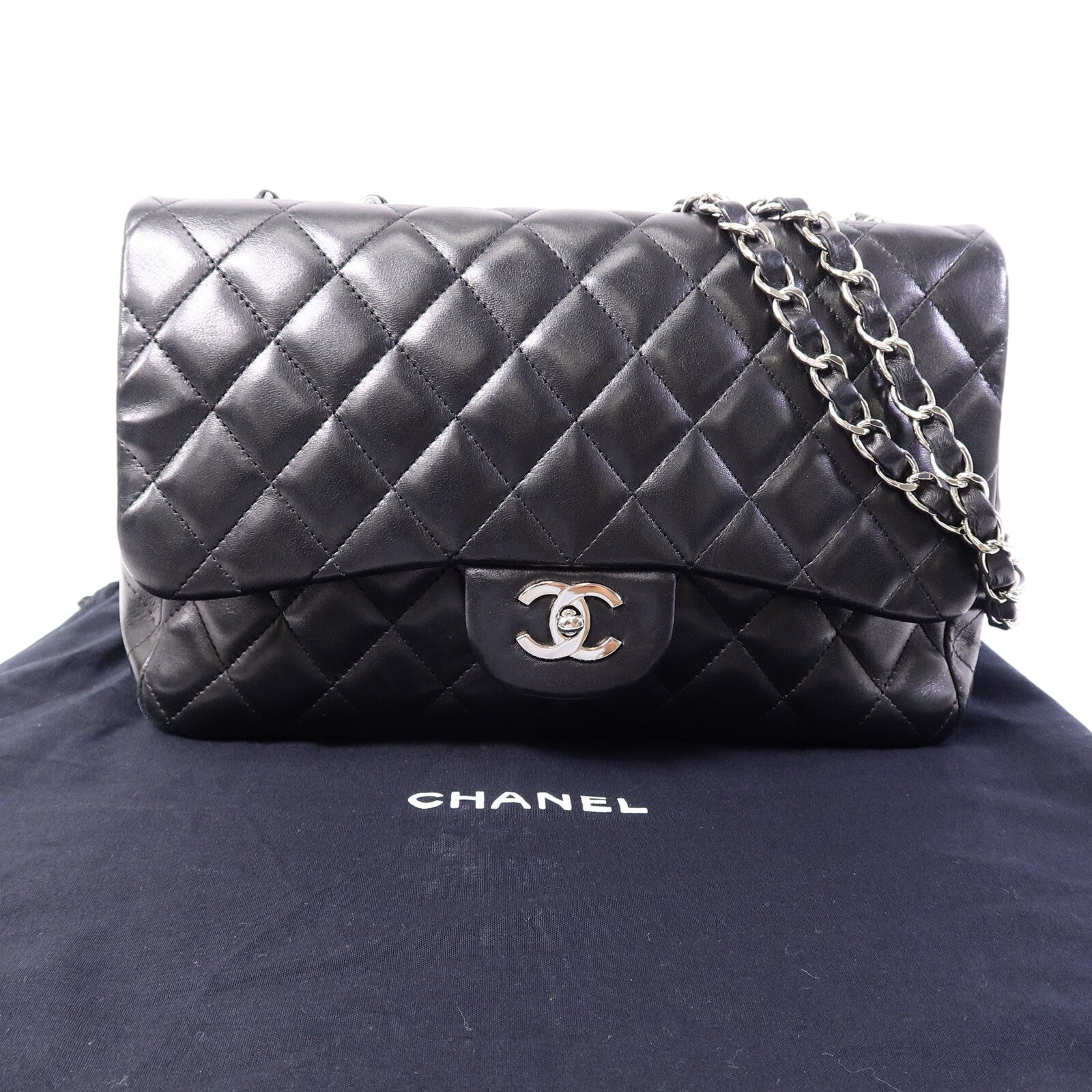 CHANEL 羊皮皮革Large Classic鏈帶肩背袋