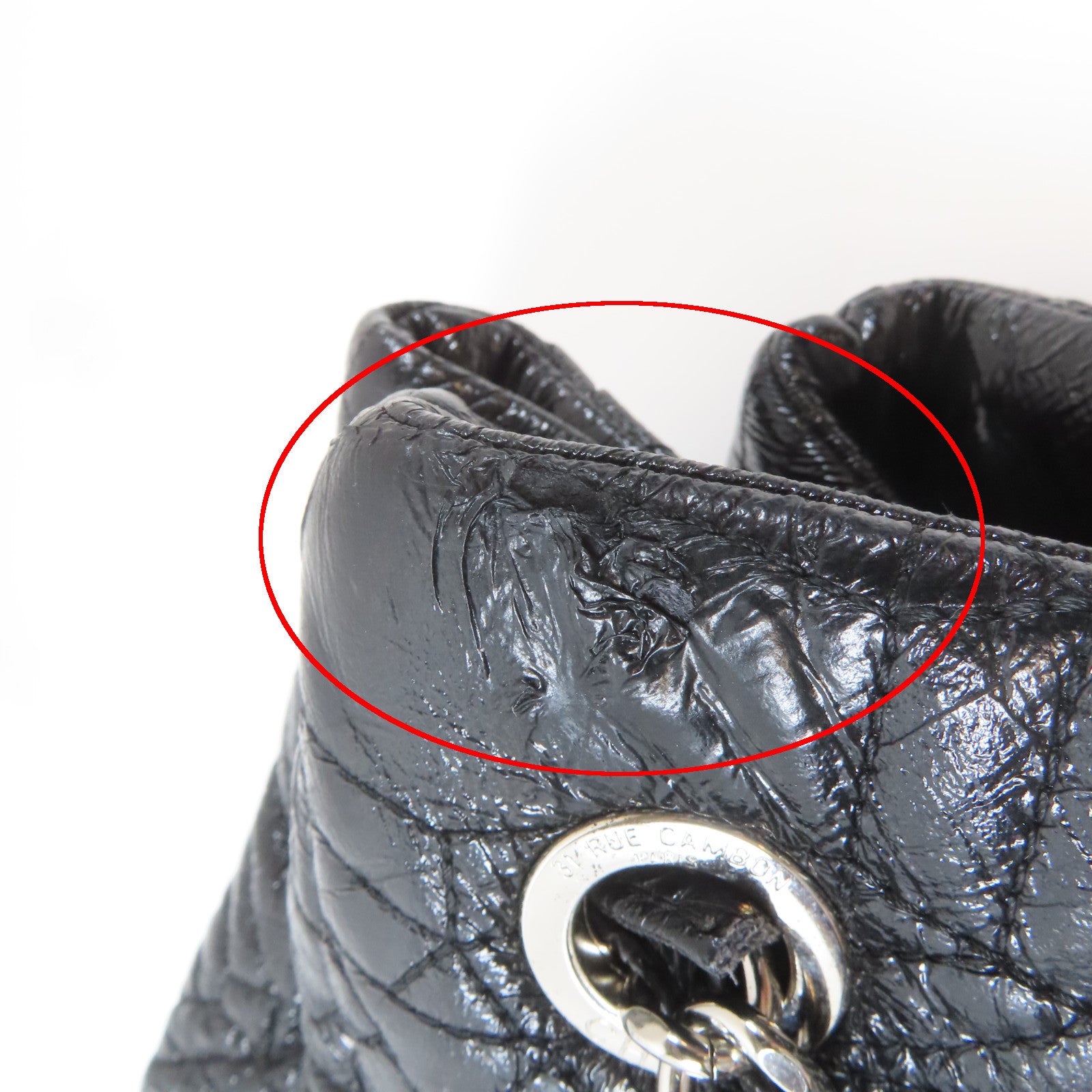 CHANEL 【激減優惠】塗層帆布Chain Shoulder Bag銀扣鏈帶肩背袋黑色